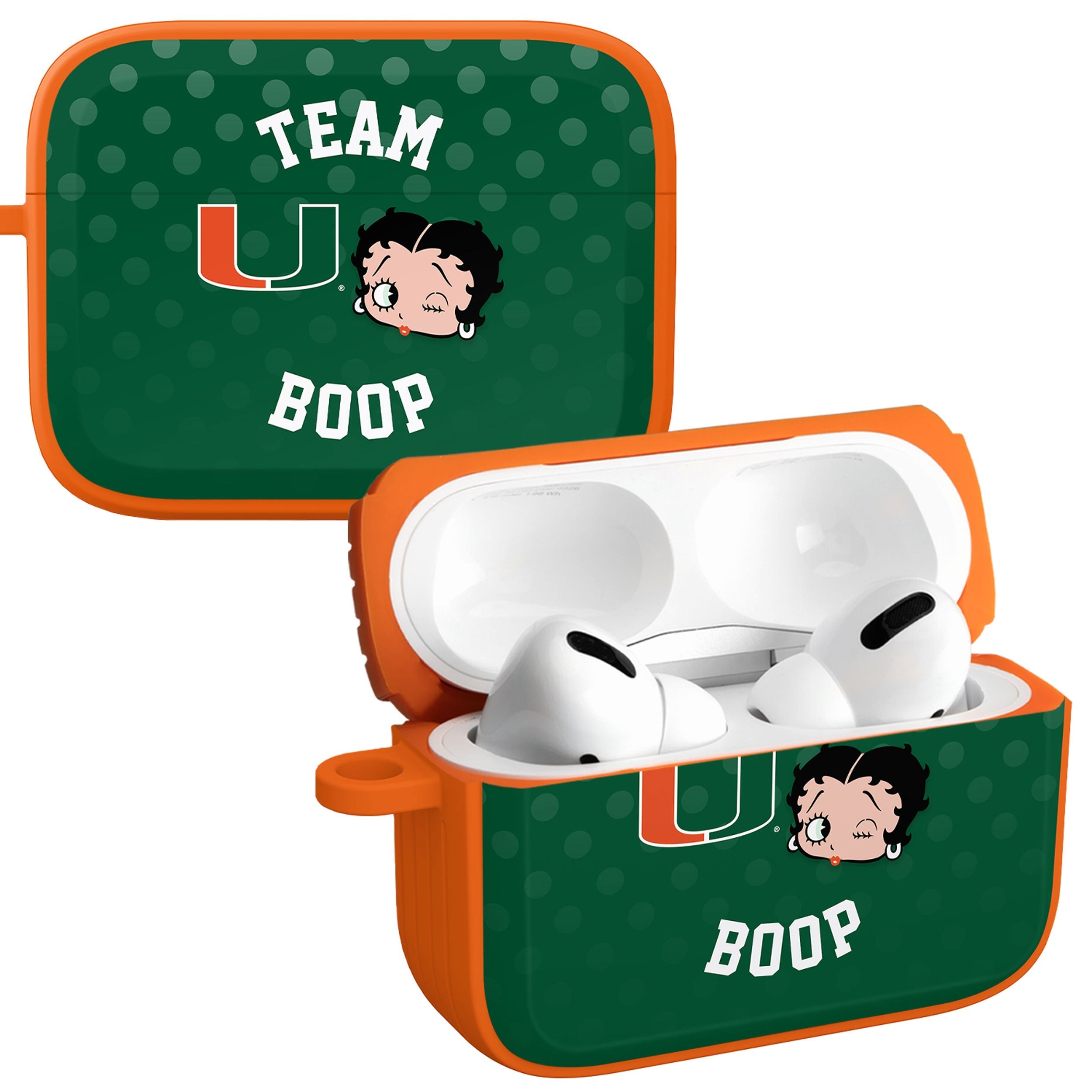 Miami Hurricanes X Betty Boop HDX Apple AirPods Pro 1 & 2 Case Cover Affinity Bands