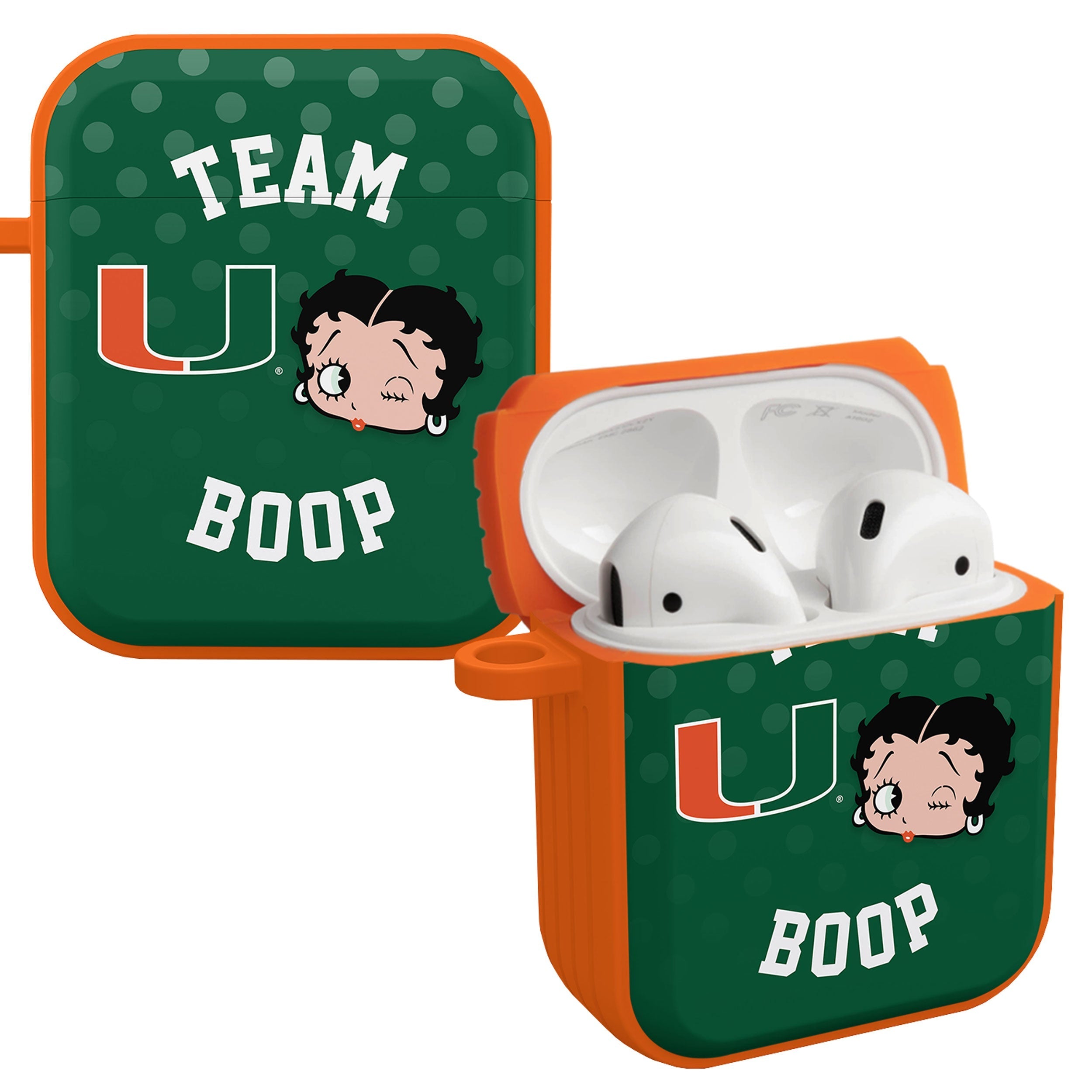 Miami Hurricanes X Betty Boop HDX Apple AirPods Gen 1 & 2 Case Cover Affinity Bands