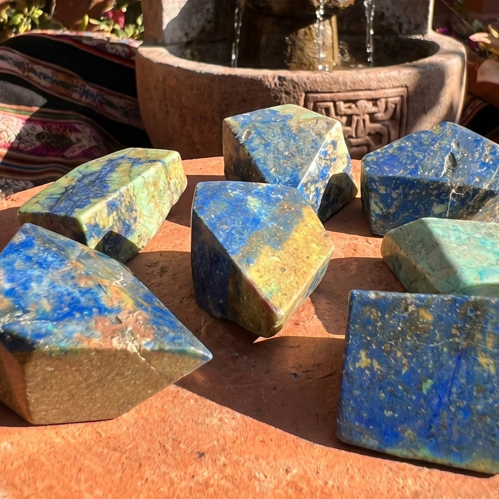 Azurite And Chrysocolla Free-form Shapes Carving Amazing Crystals