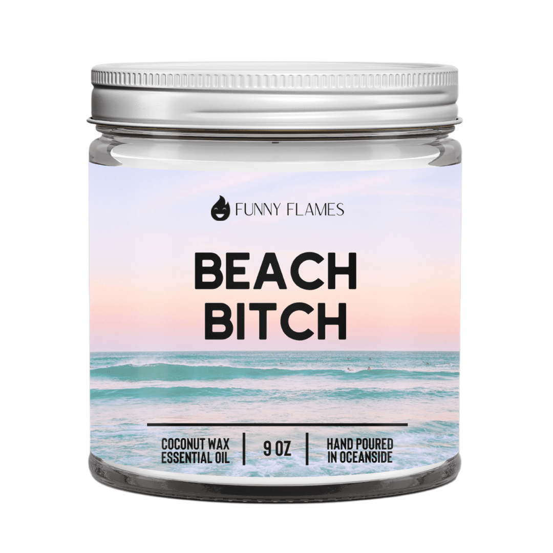 Beach Bitch Candle - Coconut apricot wax scented candle (9 oz) Fashion Hut Jewelry