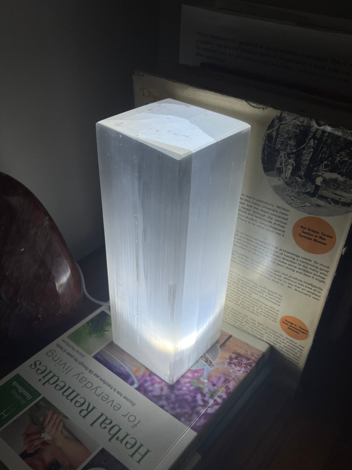 Selenite Lamp 8” Rectangle | Satin Spar Cleansing Crystal Curious Muse Crystals