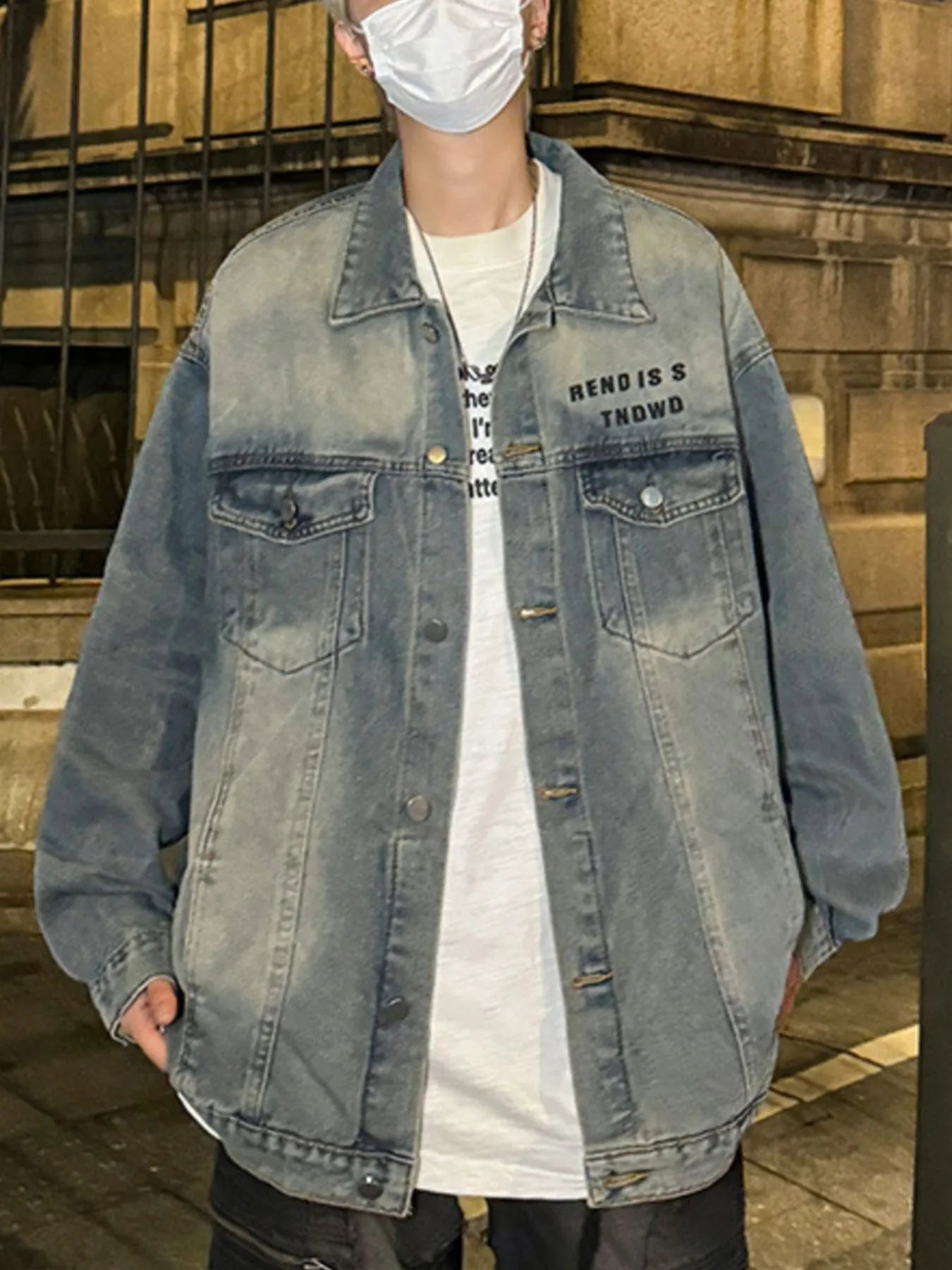 Men's Plus Size Oversized Button Up Washed Denim Jacket NicholesGifts