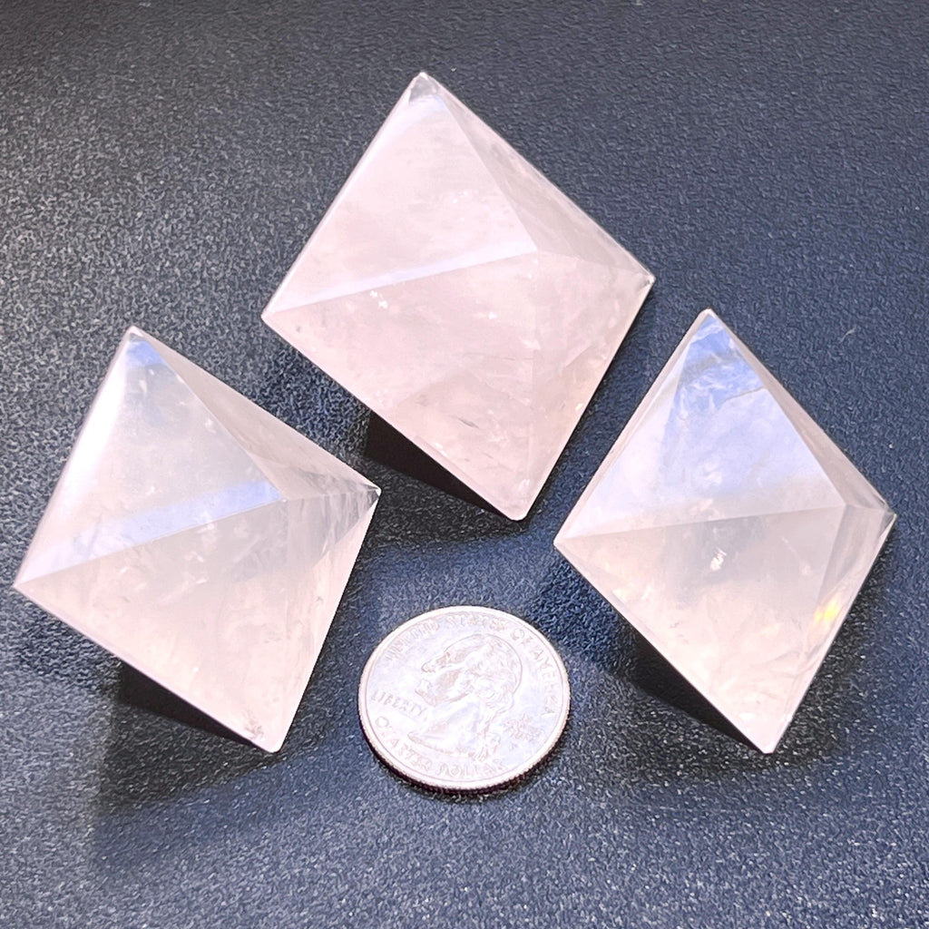 Pink Rose Quartz Crystal Octahedrons Faceted Gemstone Carving Amazing Crystals