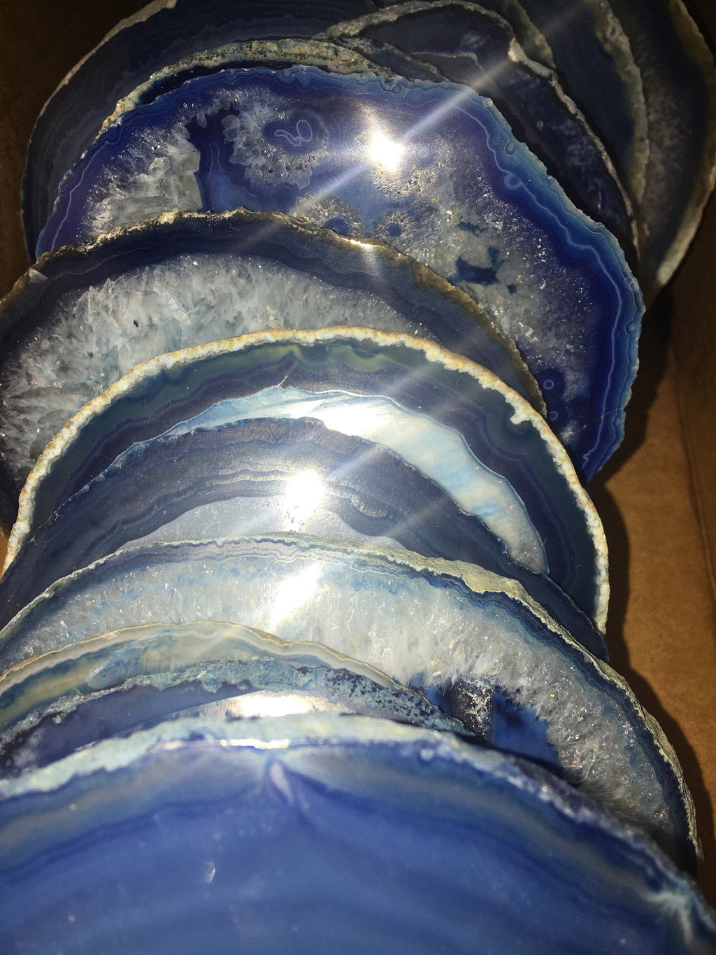 Agate Slice ( 6 - 7 Inches Long ) Size # 7 Grade A Round - Natural Crystal Slab - Polished Sliced Agates Tray Plate Slabs Coaster Amazing Crystals