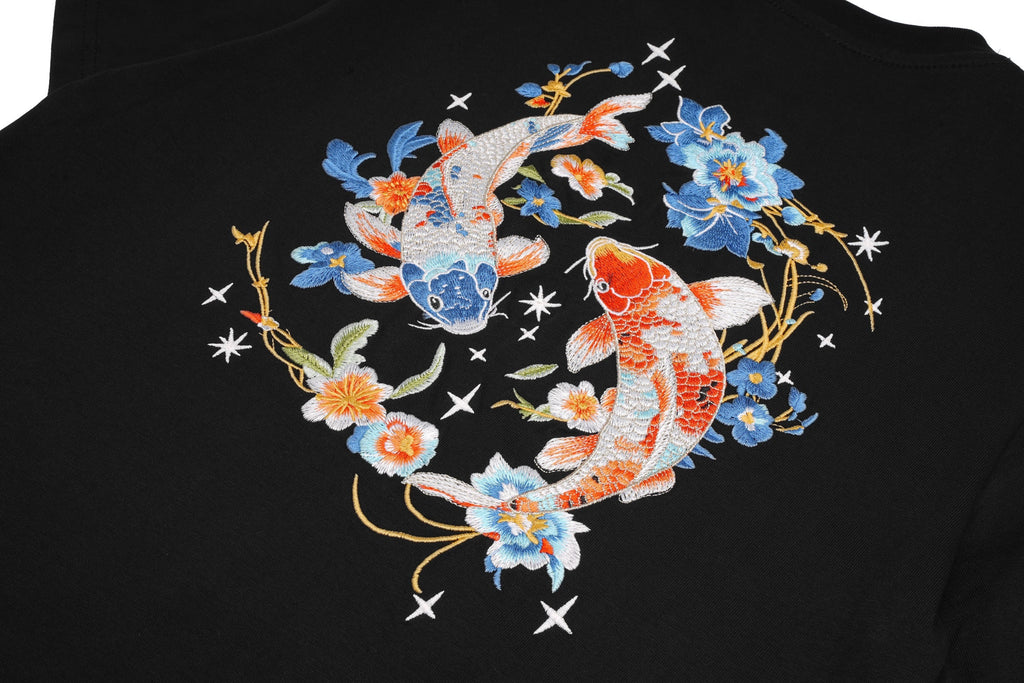 ET515 Rainbow Koi Fish Embroidered Tee Niepce