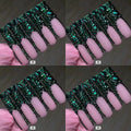 Green crystal long press on nails HOL stores