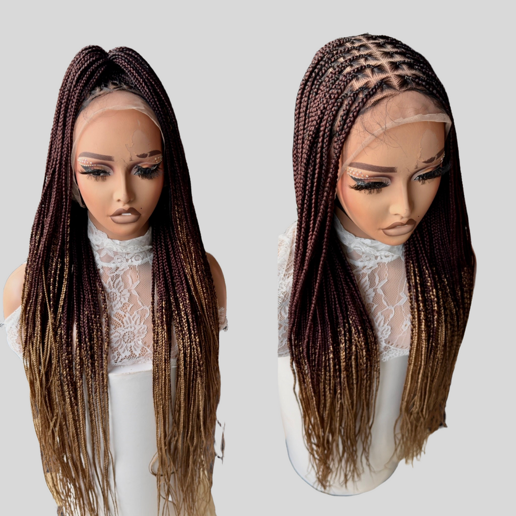 Black with brown tips 20inches knotless braids HOL stores