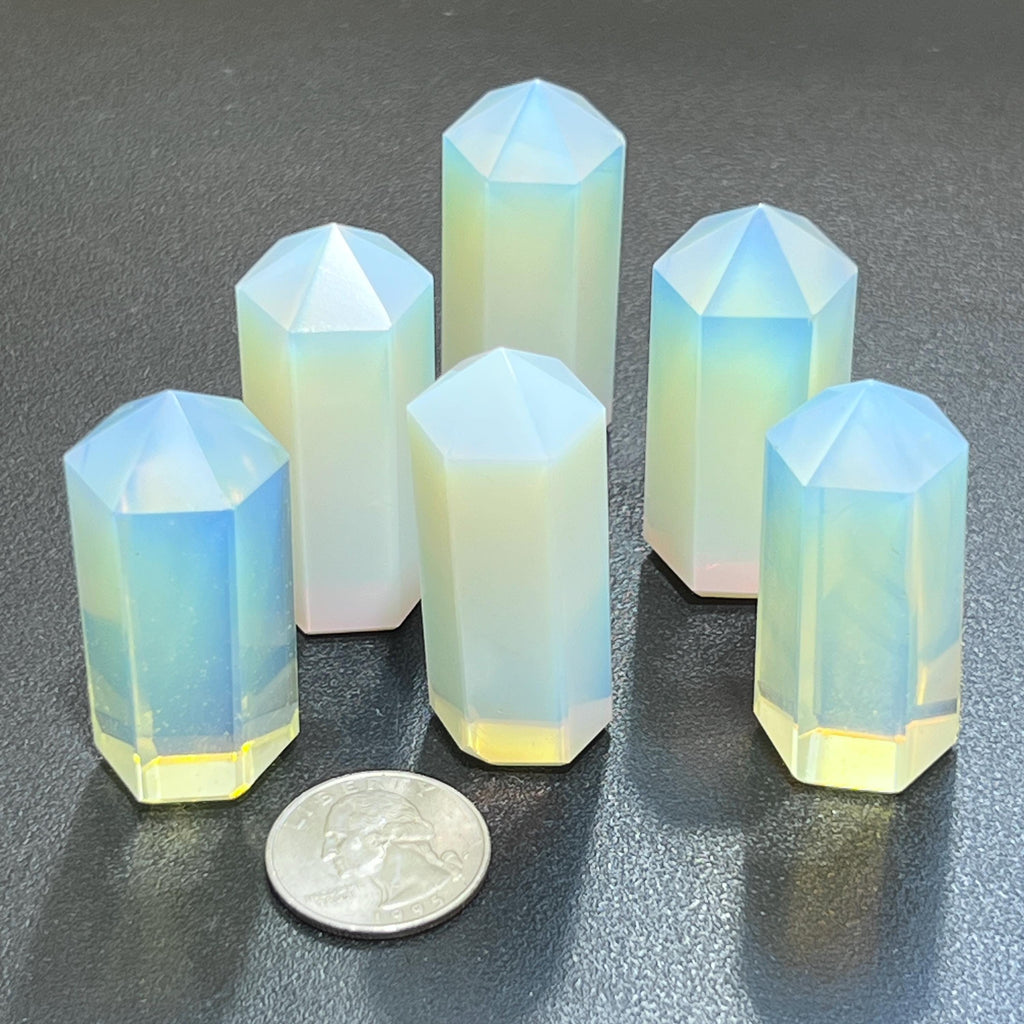 Opalite Glass Crystal Point Tower Obelisk Carving Wholesale Amazing Crystals