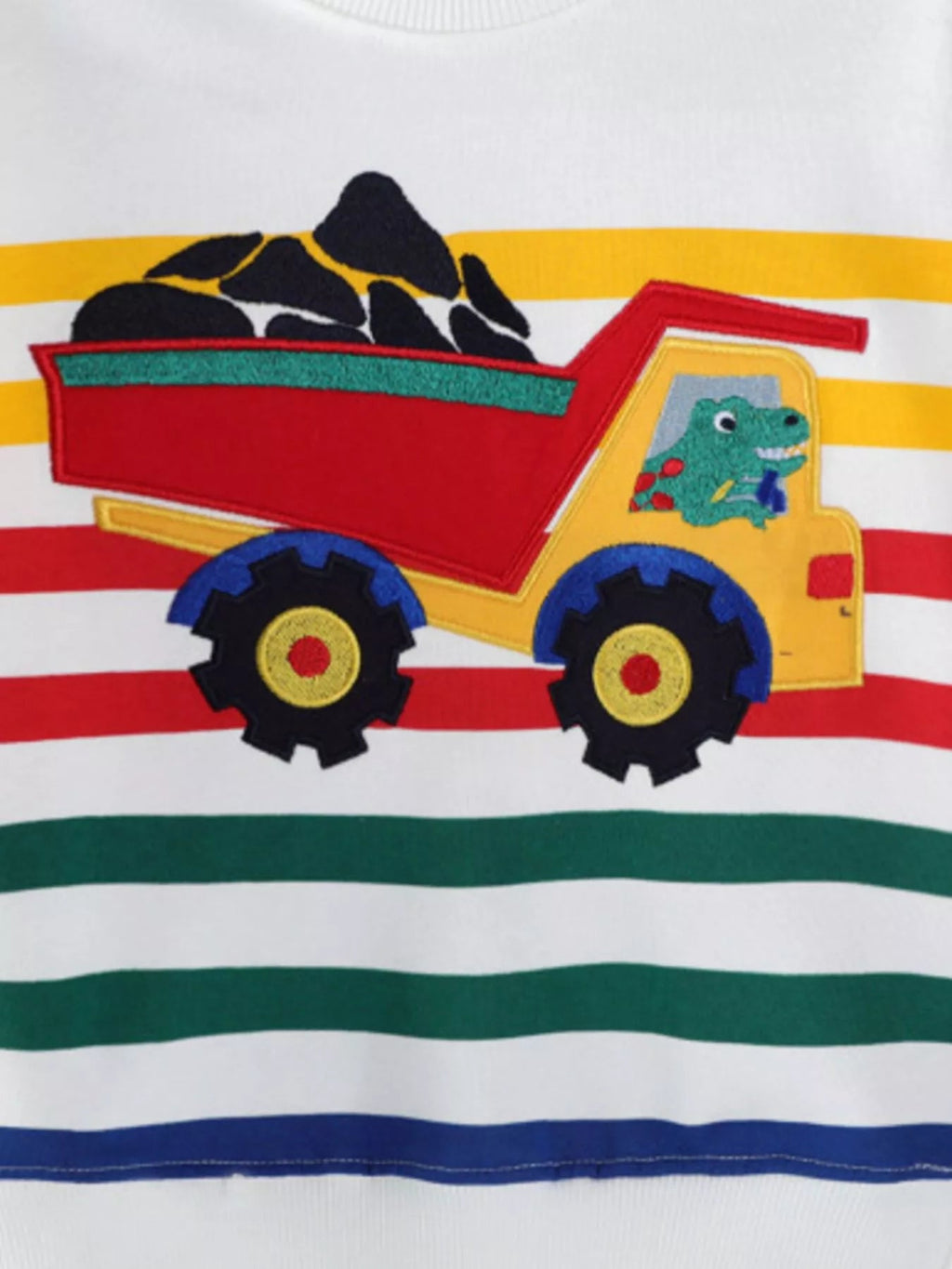 Toddler Boys Cartoon Truck Striped Sweatshirt NicholesGifts