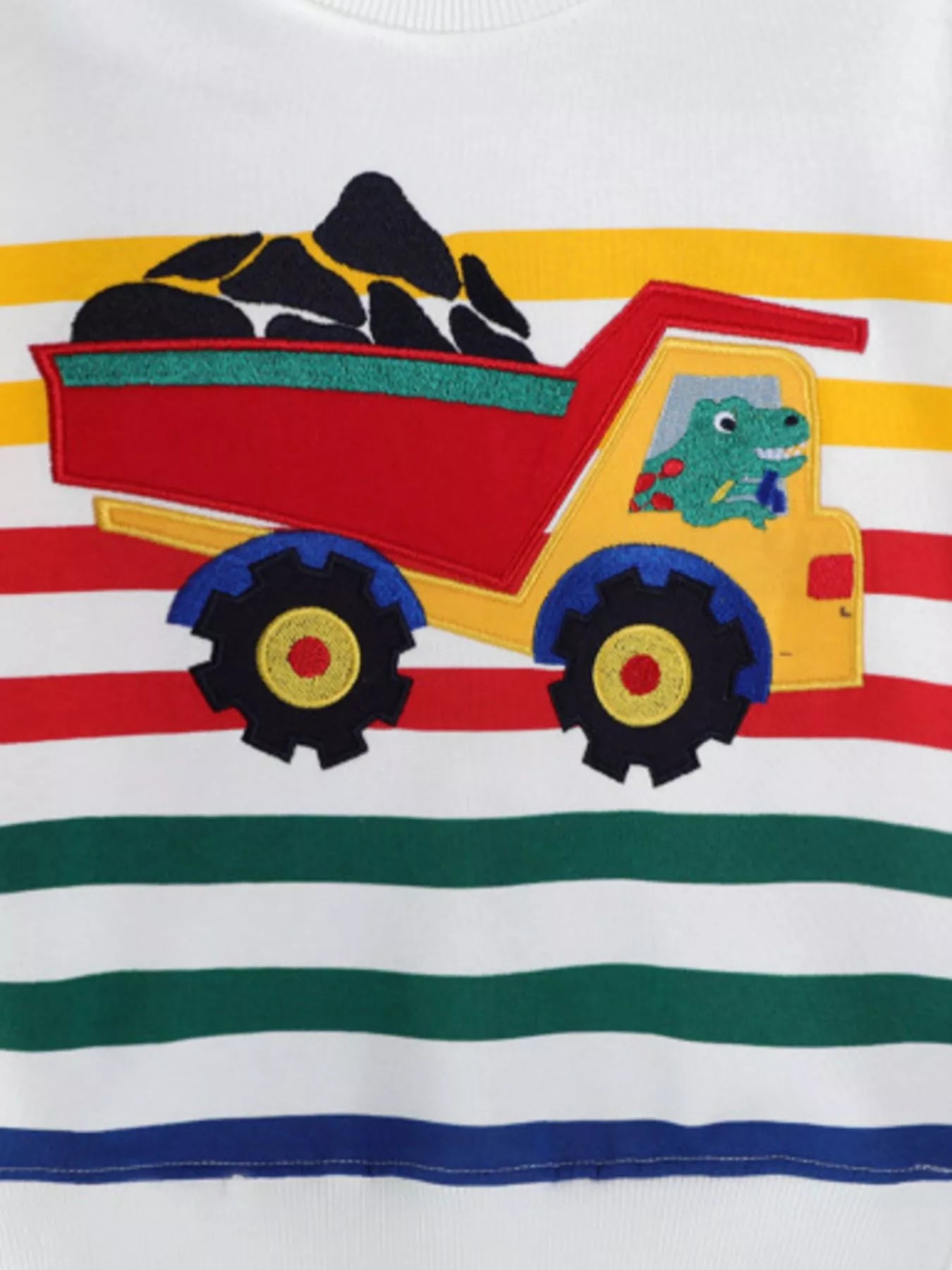 Toddler Boys Cartoon Truck Striped Sweatshirt NicholesGifts