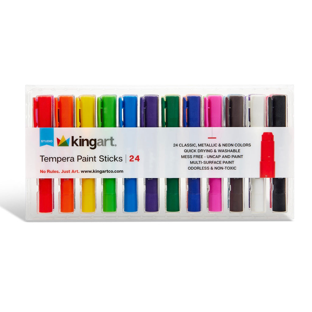 Tempera Paint Thin Sticks, 24 Colors KINGART