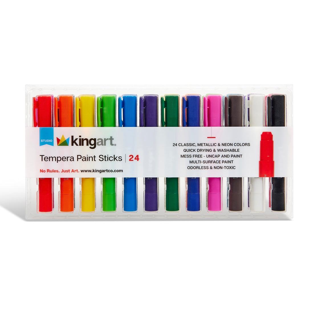 Tempera Paint Thin Sticks, 24 Colors KINGART