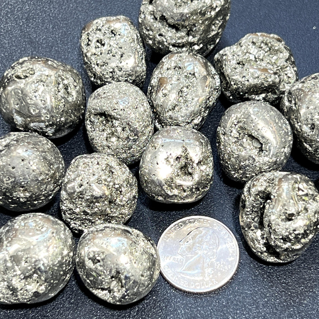 Golden Iron Pyrite Crystal Tumbled Stones (By The Piece or Pound) Fools Gold Wholesale Amazing Crystals