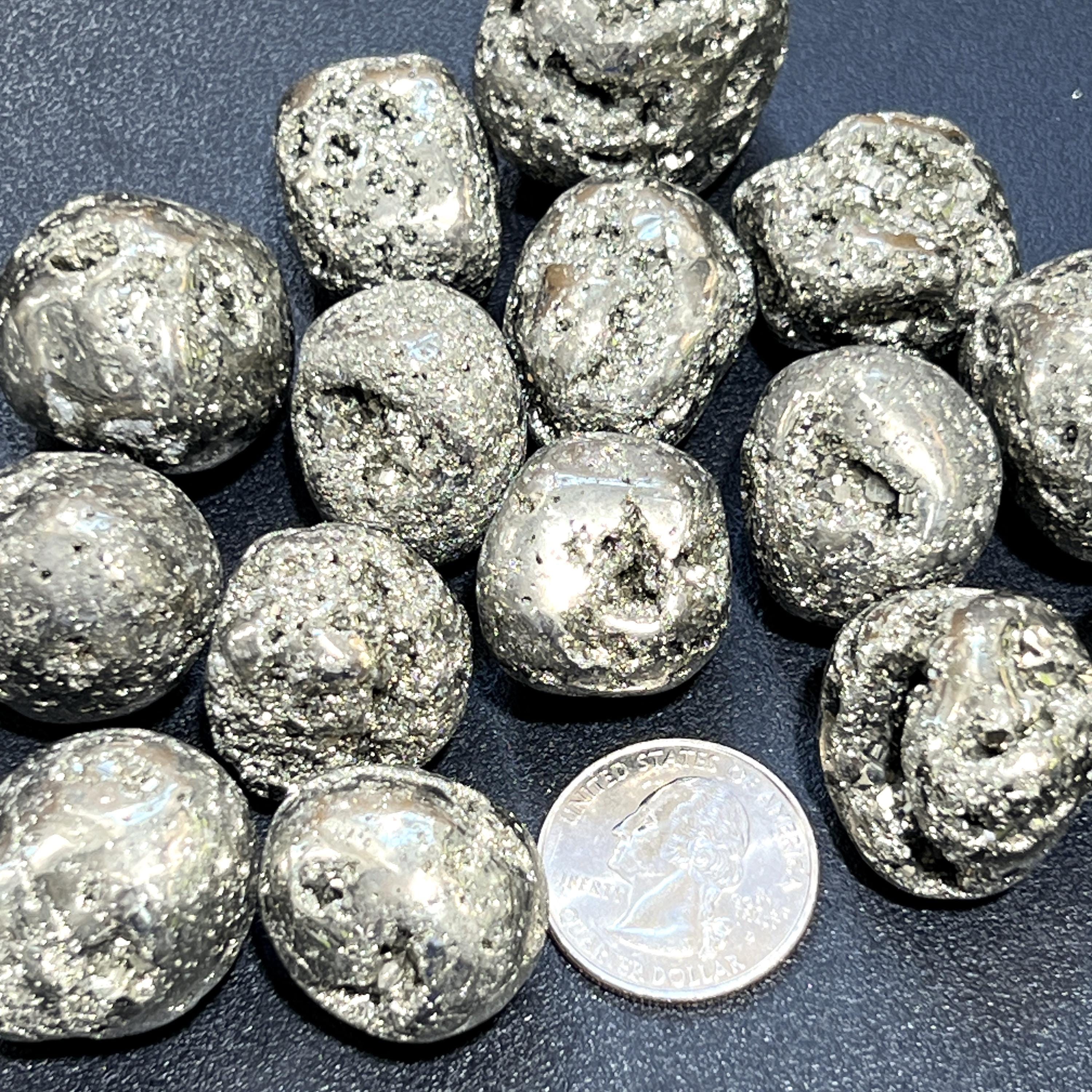 Golden Iron Pyrite Crystal Tumbled Stones (By The Piece or Pound) Fools Gold Wholesale Amazing Crystals