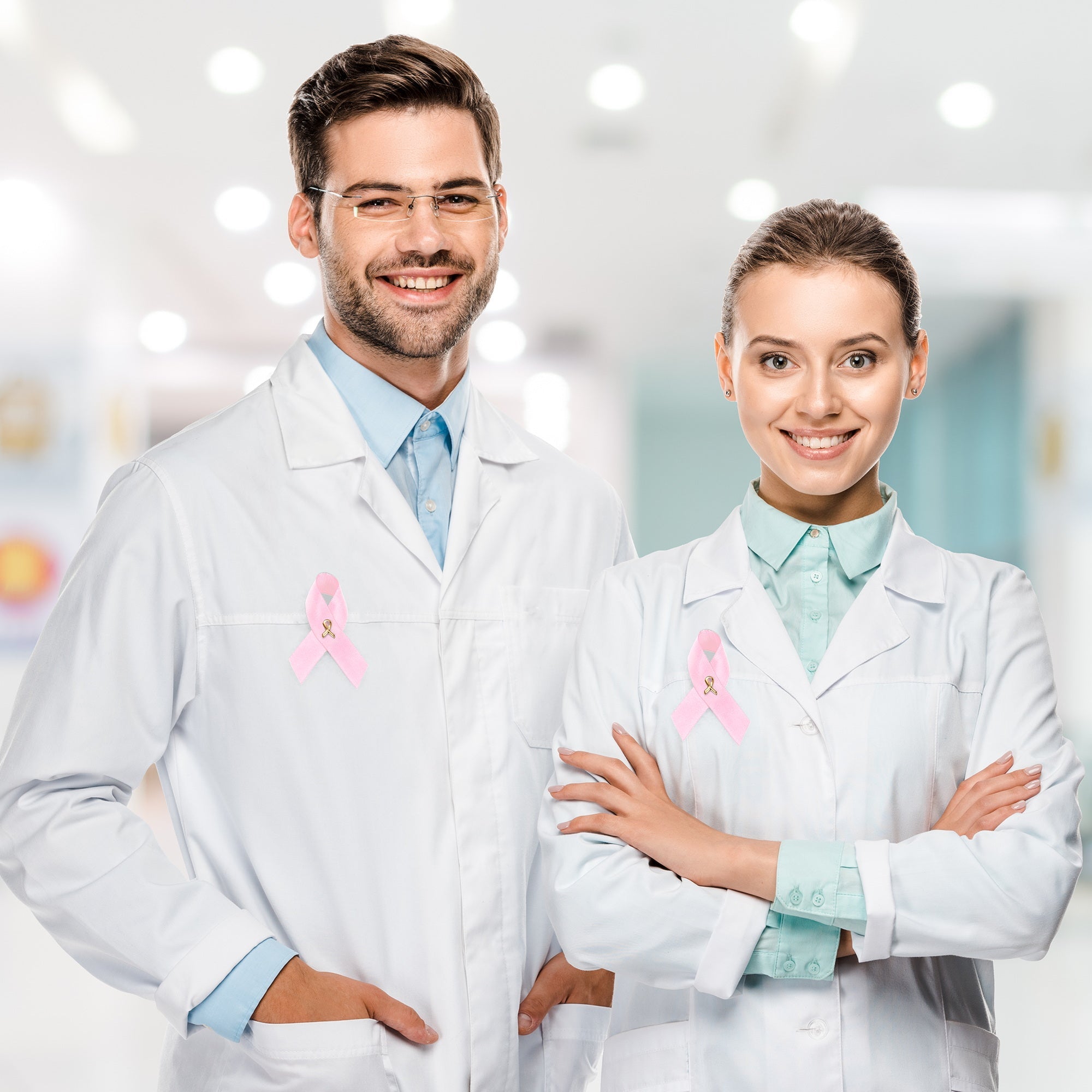 10 Pack of Satin Pink Ribbon Breast Cancer Pins The Awareness Company