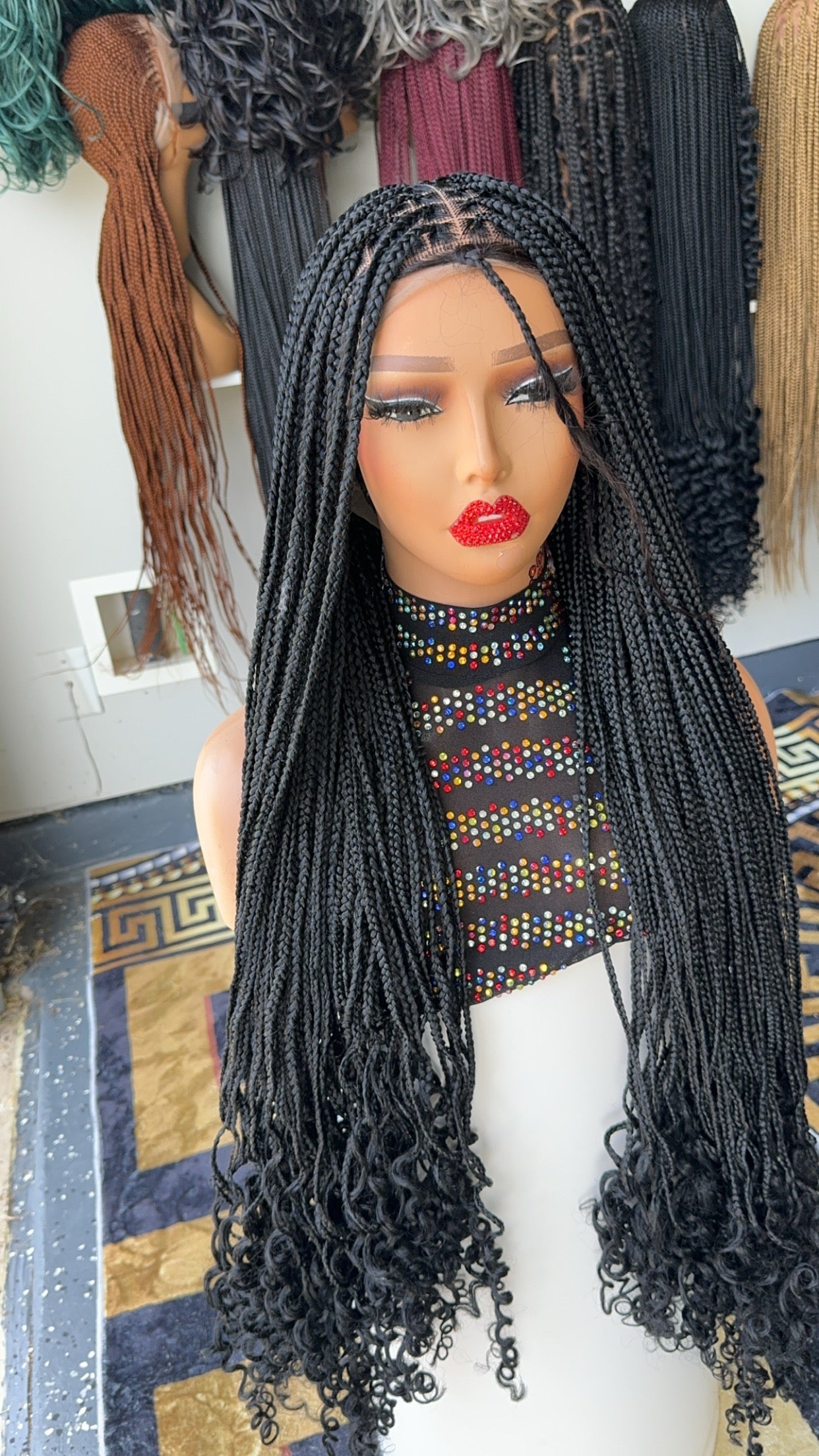 30 inches curly tips knotless braided wig HOL stores