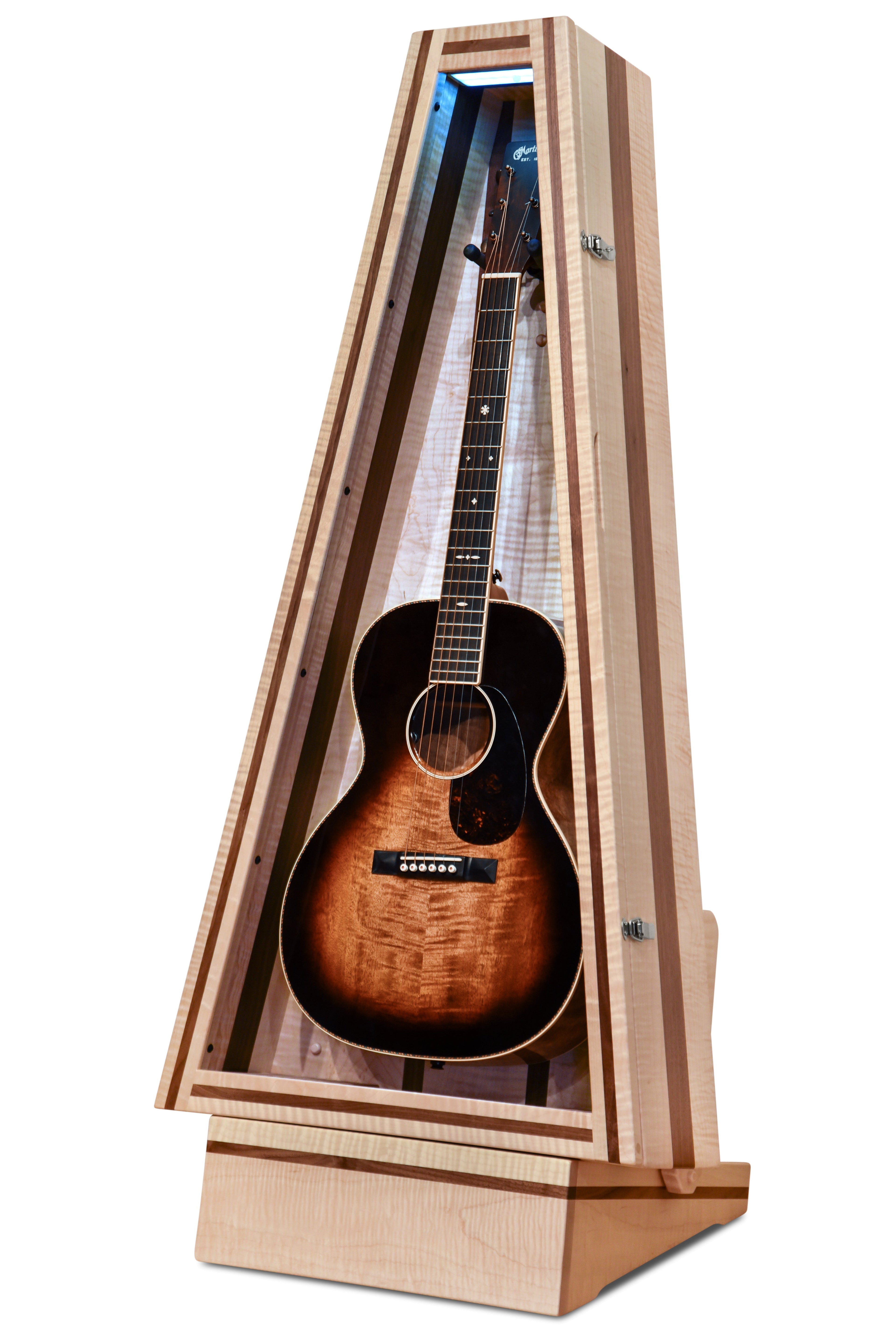 ClimaStand Triangle Humidor with Base - Flamed Maple with Walnut Acoustic Remedy Cases