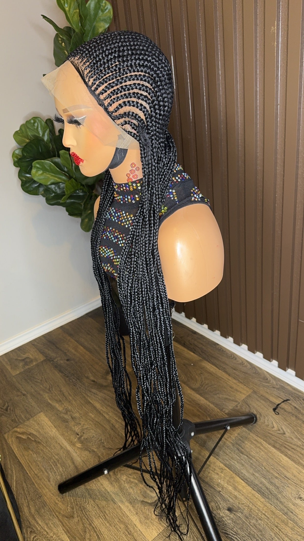 Black cornrow braided wig HOL stores
