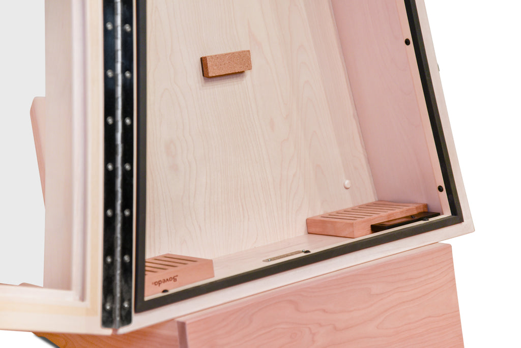 ClimaStand Triangle Humidor with Base - Birch with Campbell White Stain Acoustic Remedy Cases