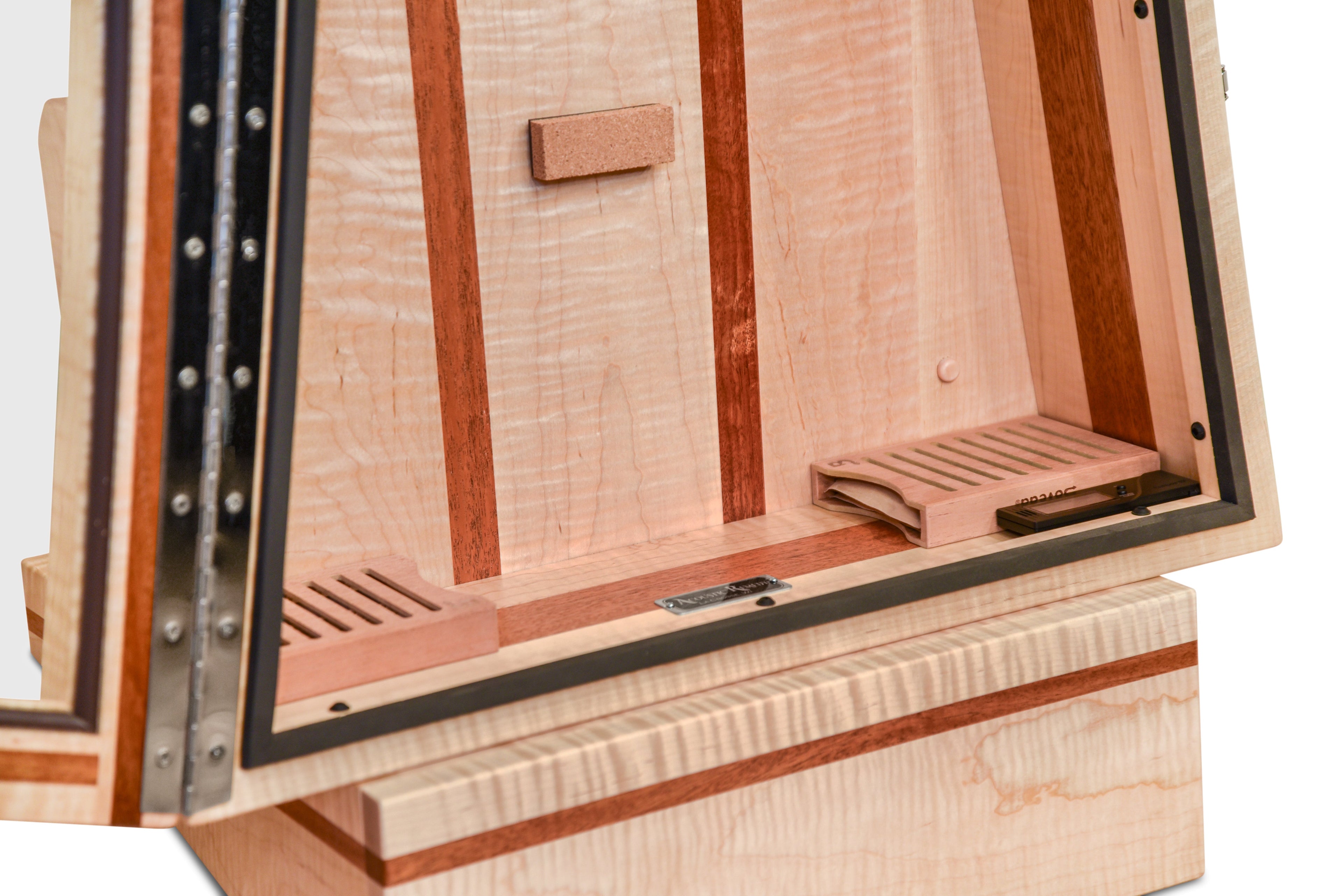 ClimaStand Triangle Humidor with Base - Flamed Maple with Mahogany Acoustic Remedy Cases