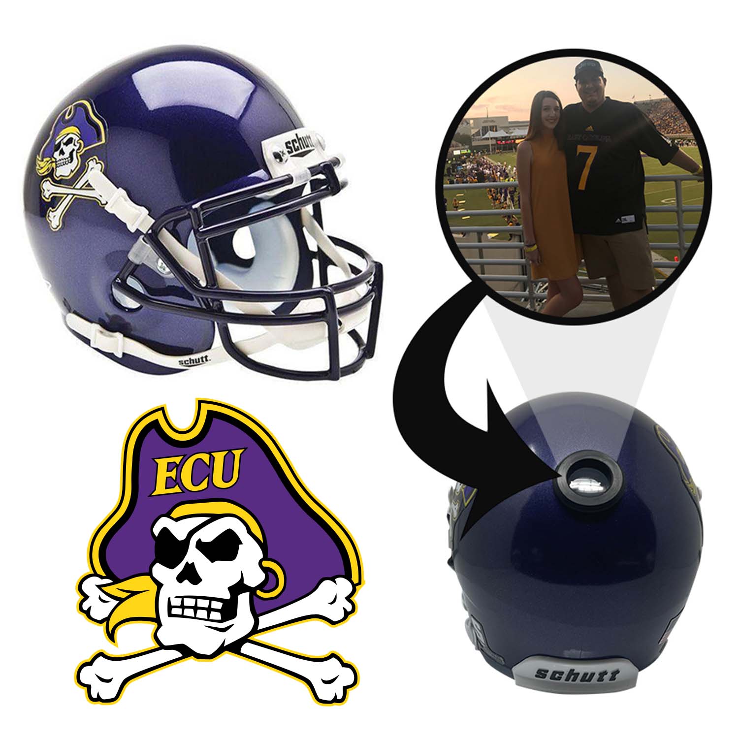 East Carolina Pirates College Football Collectible Mini Helmet - Picture Inside - FANZ Collectibles Fanz Collectibles