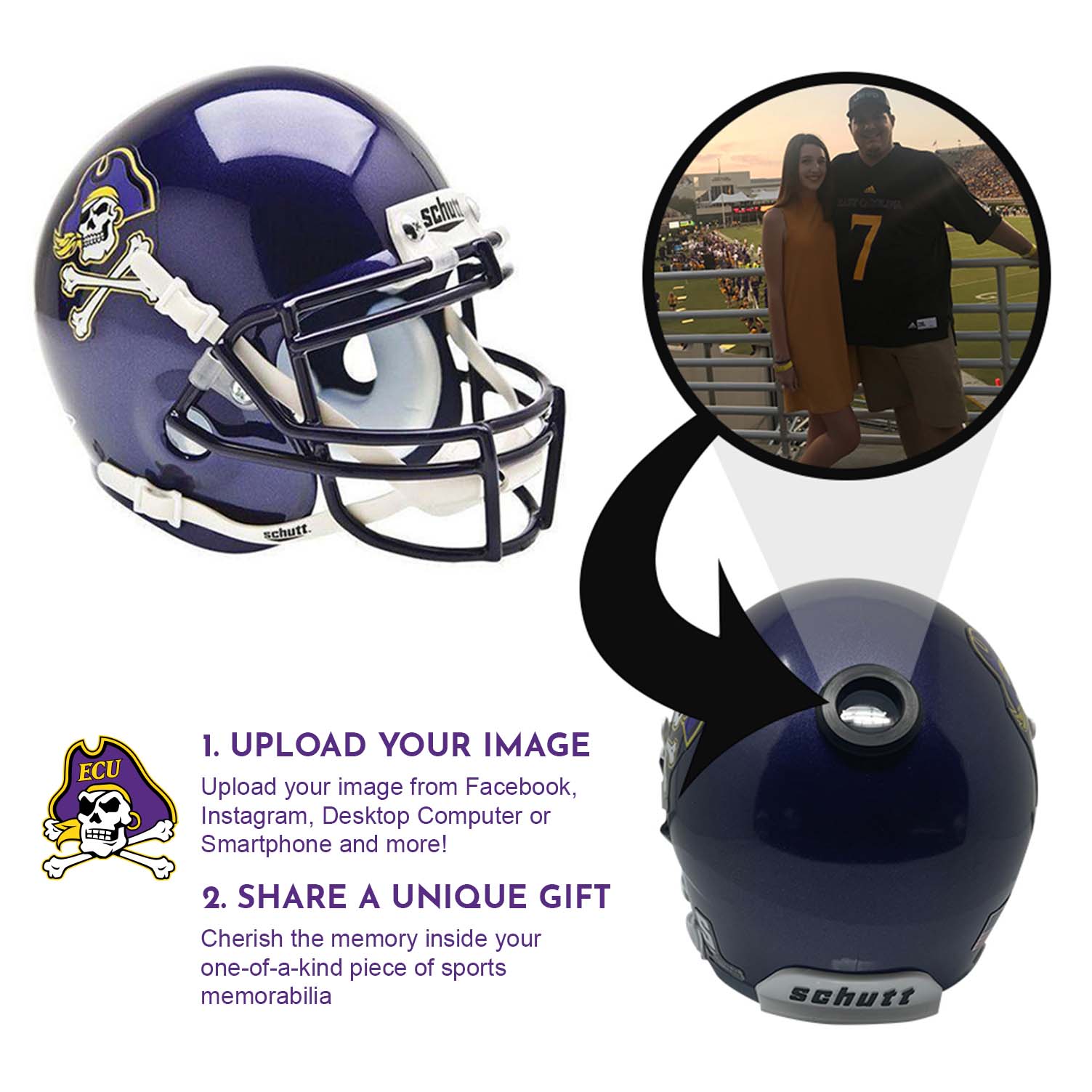 East Carolina Pirates College Football Collectible Mini Helmet - Picture Inside - FANZ Collectibles Fanz Collectibles