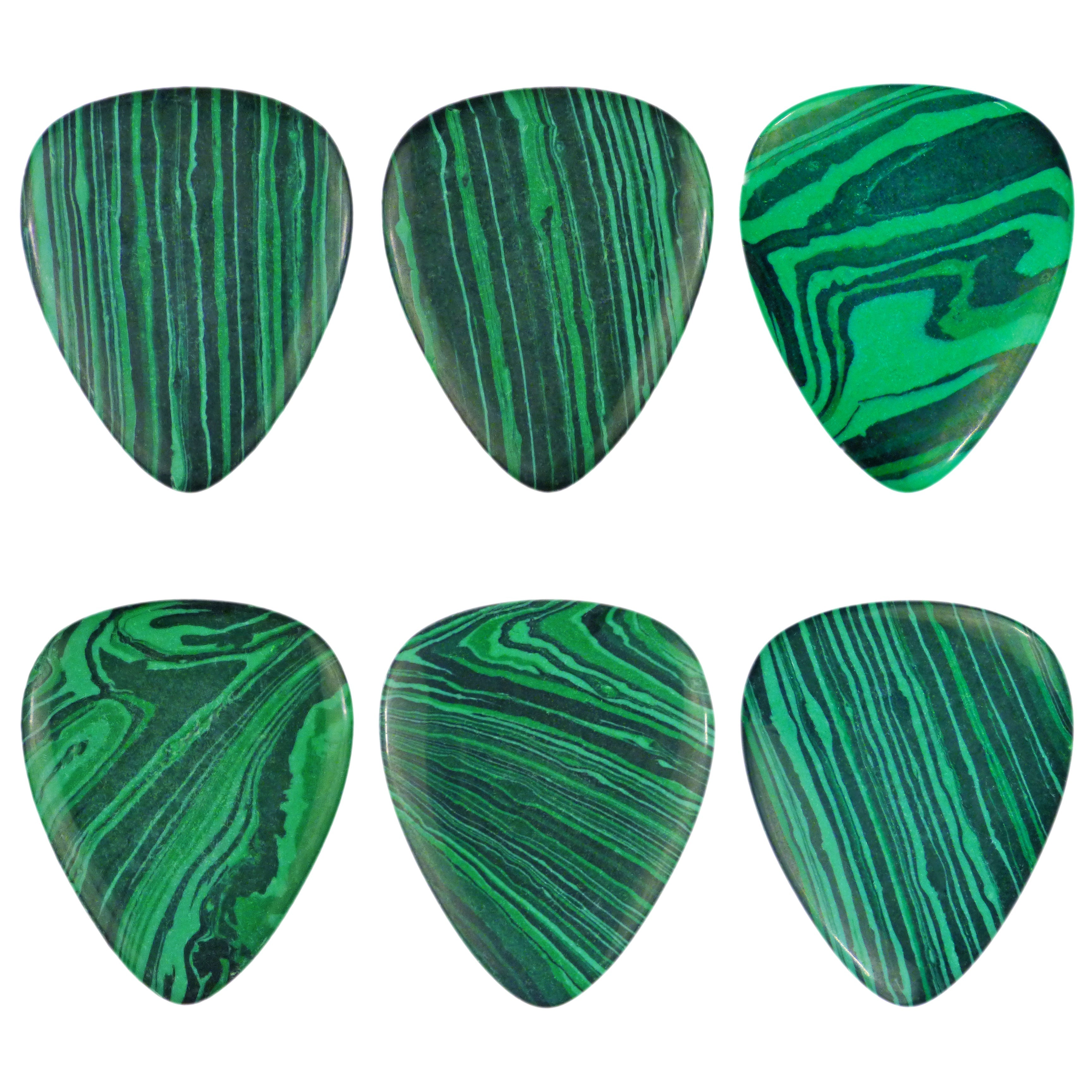 Green Malachite Stone Guitar Or Bass Pick - 3.0 mm Ultra Heavy Gauge - 351 Shape - Specialty Handmade Exotic Plectrum Exotic Plectrums