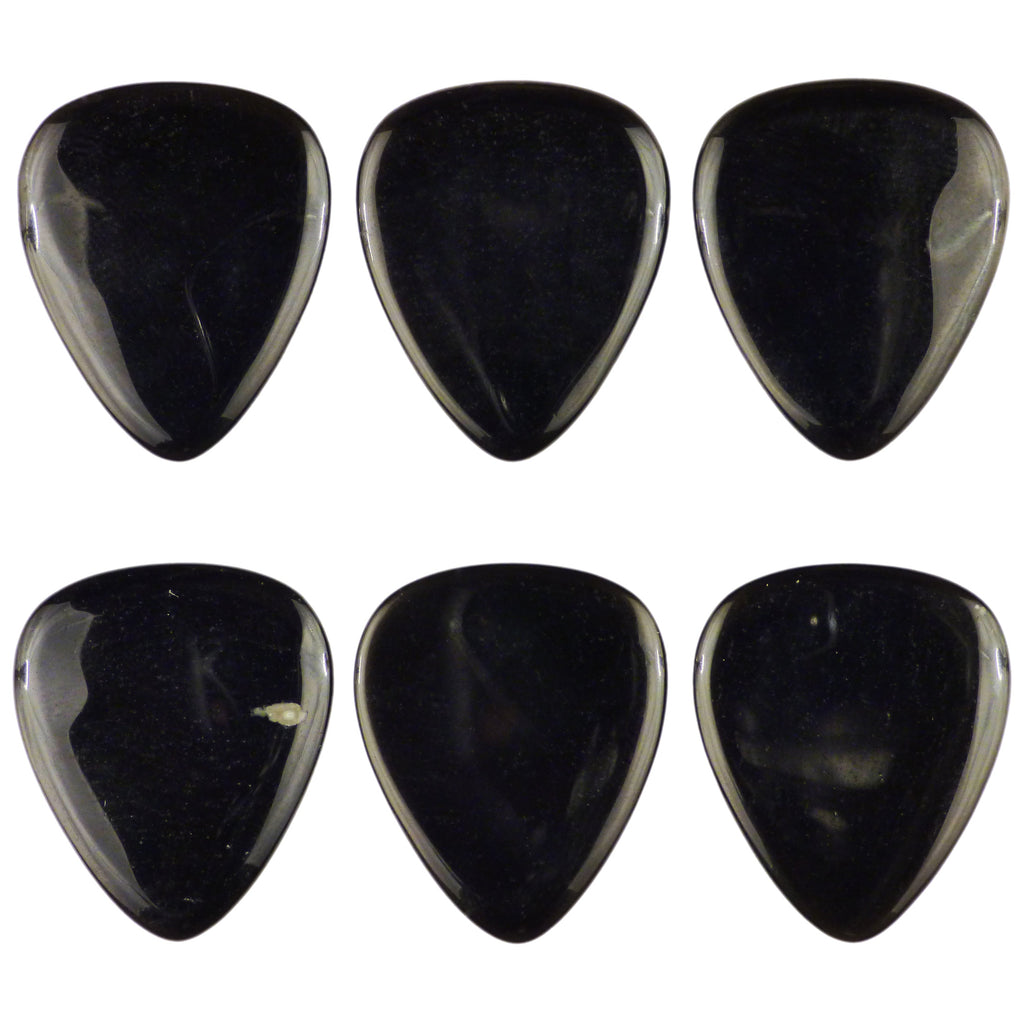 Black Obsidian Volcanic Glass Stone Guitar Pick - 3.0 mm Ultra Heavy Gauge - 351 Shape - Specialty Handmade Exotic Plectrum Exotic Plectrums