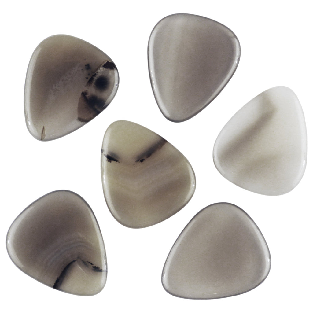 Grey Agate Stone Guitar Or Bass Pick - 3.0 mm Ultra Heavy Gauge - 351 Shape - Specialty Handmade Gemstone Exotic Plectrum Exotic Plectrums