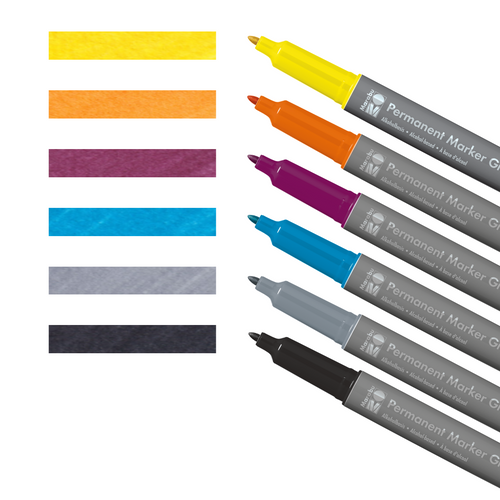 Marabu Graphix Permanent Marker-6 Set of customer curated colors by SketchBox ShopSketchBox