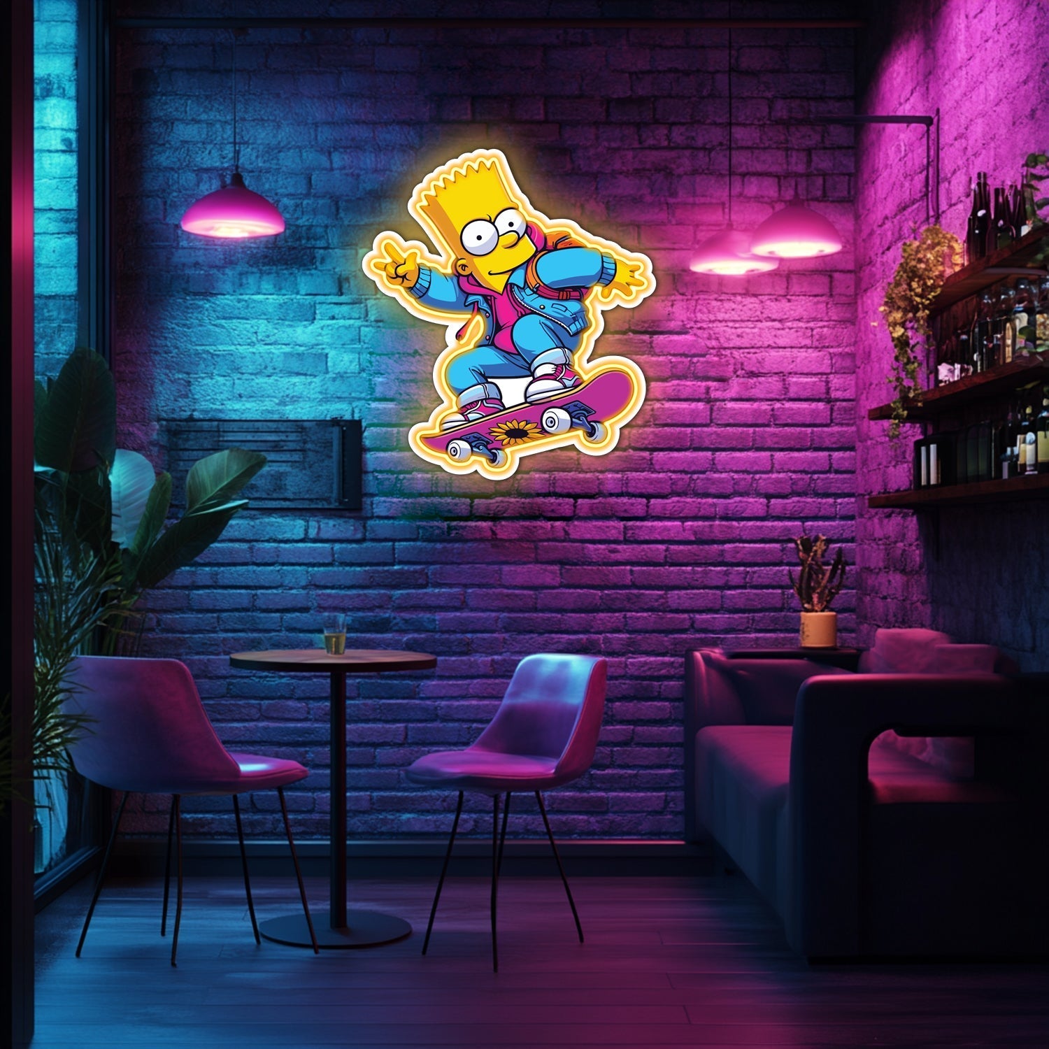 UV Printed Simpson Neon Wall Art- LV0081 Liviqon.co