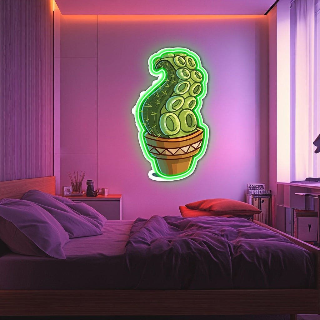 UV Printed Cactus Neon Wall Art- LV0061 Liviqon.co