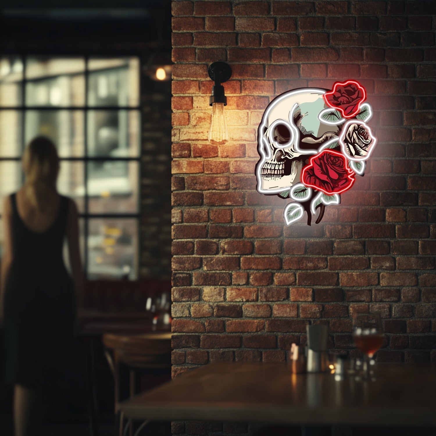 UV Printed Skull Blooms  Neon Wall Art- LV0030 Liviqon.co