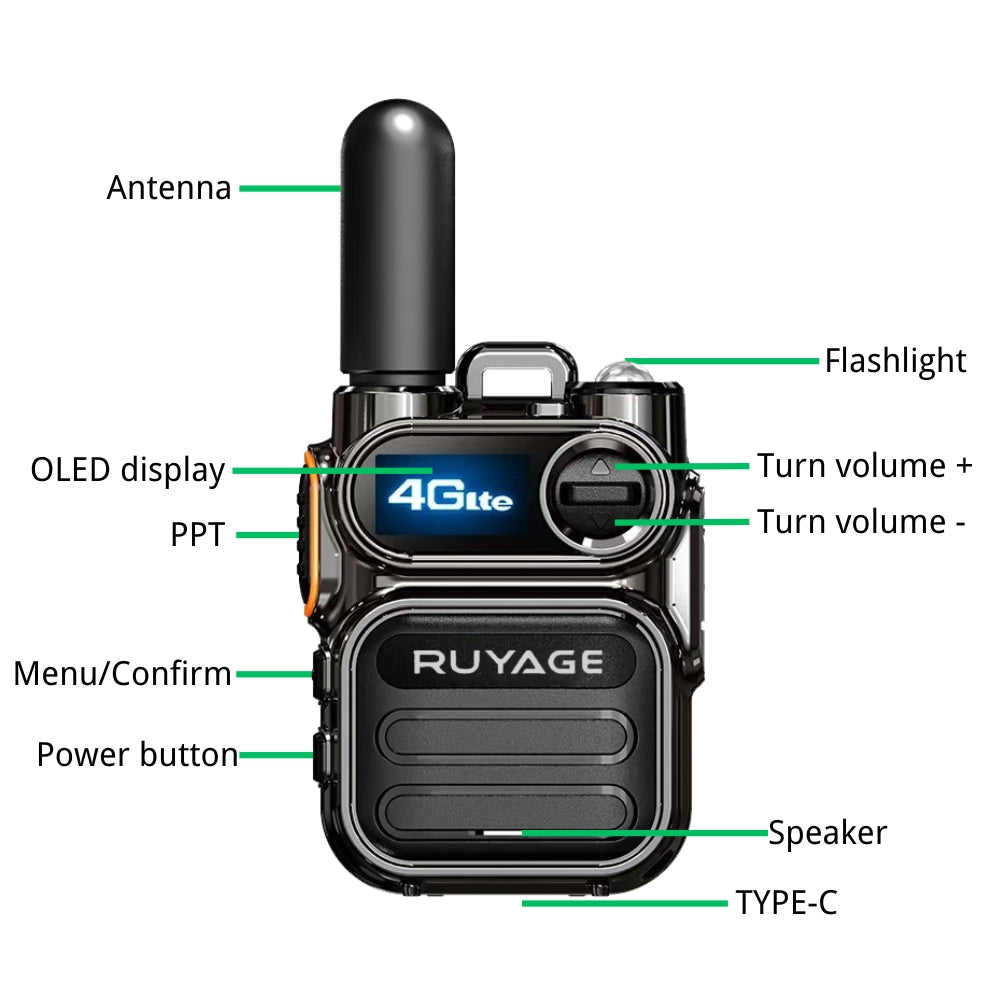 Ruyage X40 Nationwide Lte Two Way Radios Lifetime Free Unlimited Range Rechargeable Global 4G Poc,Portable Walkie Talkies Long Range for Adults Family Road Trip Truck Fleet 2 Pack Ruyage Radio
