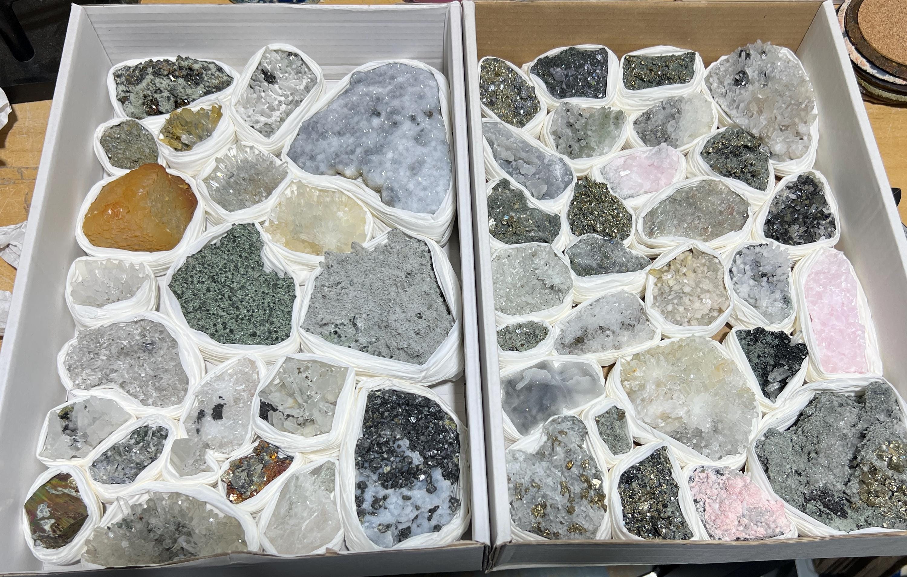 Bolivian Minerals Crystal Mixed Collection (Large 15x10 Inch Flat) Pyrite Sphalerite Galena Quartz Pink Mangano Calcite Amazing Crystals