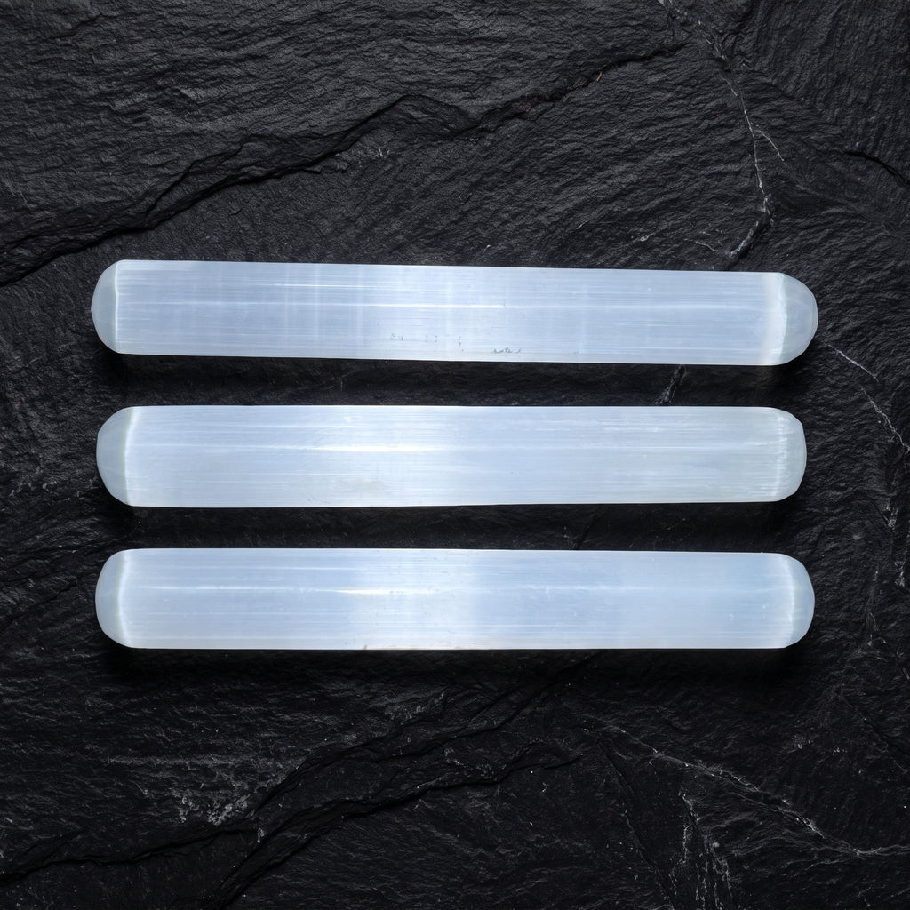 Selenite Satin Spar Crystal Round Wand Carving (5.5 Inches) Amazing Crystals