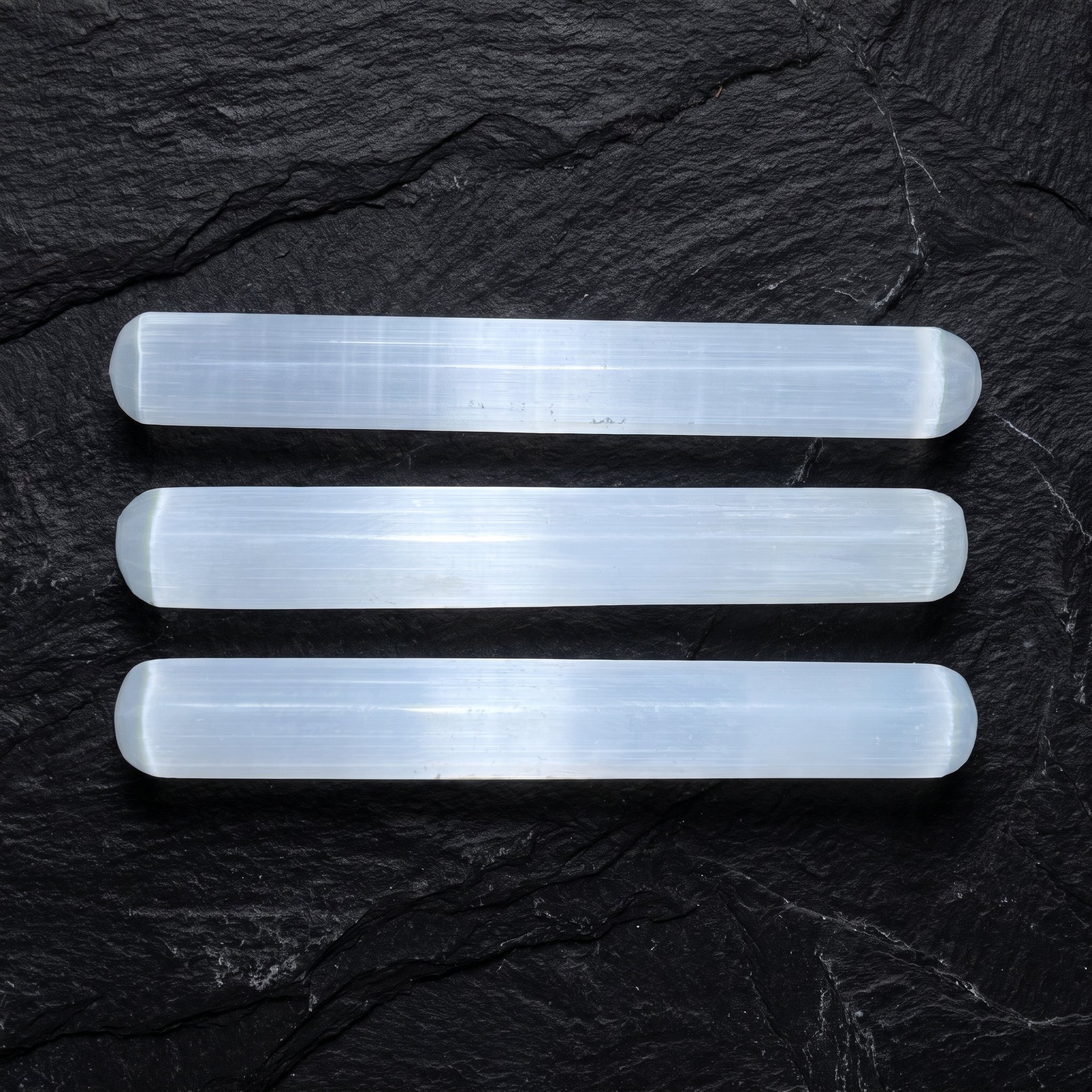Selenite Satin Spar Crystal Round Wand Carving (5.5 Inches) Amazing Crystals