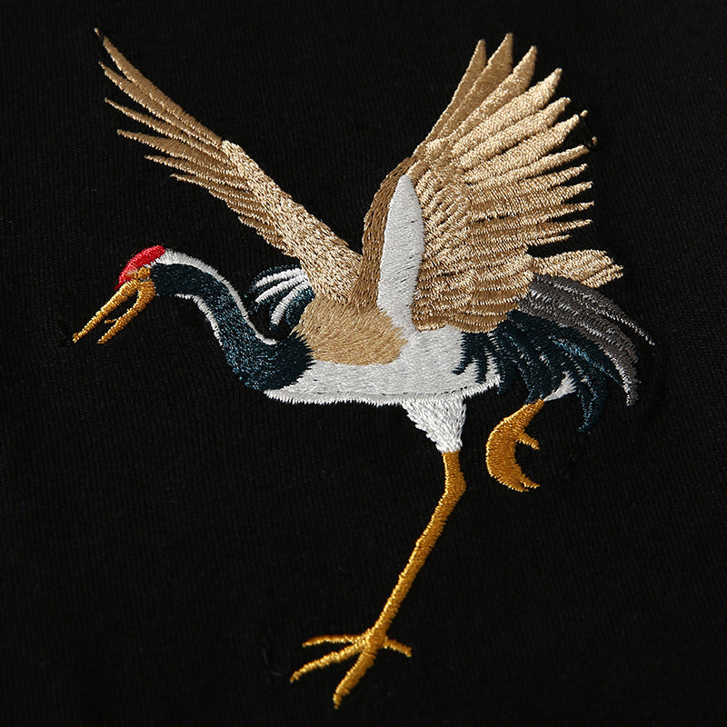 KH858 Flying Crane Embroidery Tee Niepce