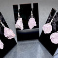 Lilac Lepidolite Raw Crystal Earrings Pair (Stainless Steel Silver Hooks) Rough Gemstone Jewelry Amazing Crystals