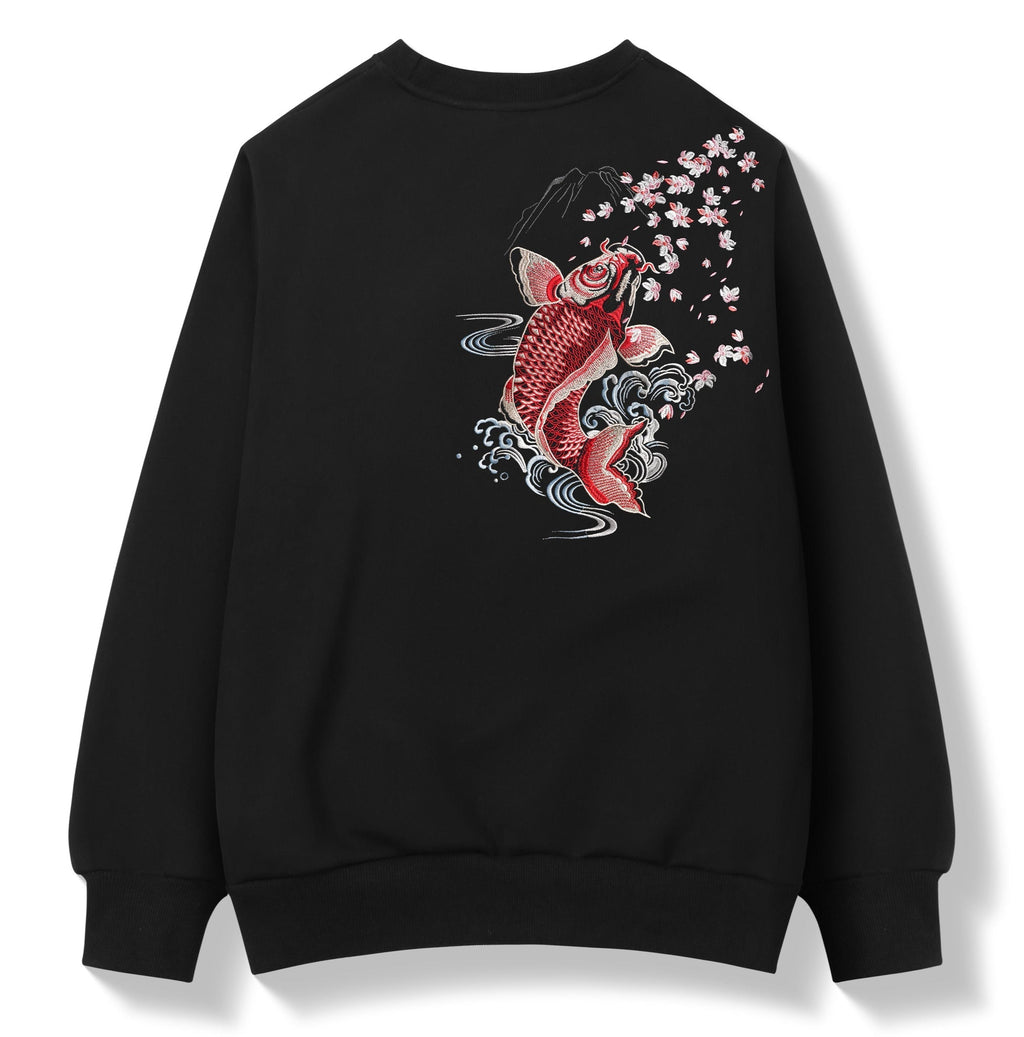 SW9197 Embroidered Red Koi Fish Sweater Niepce