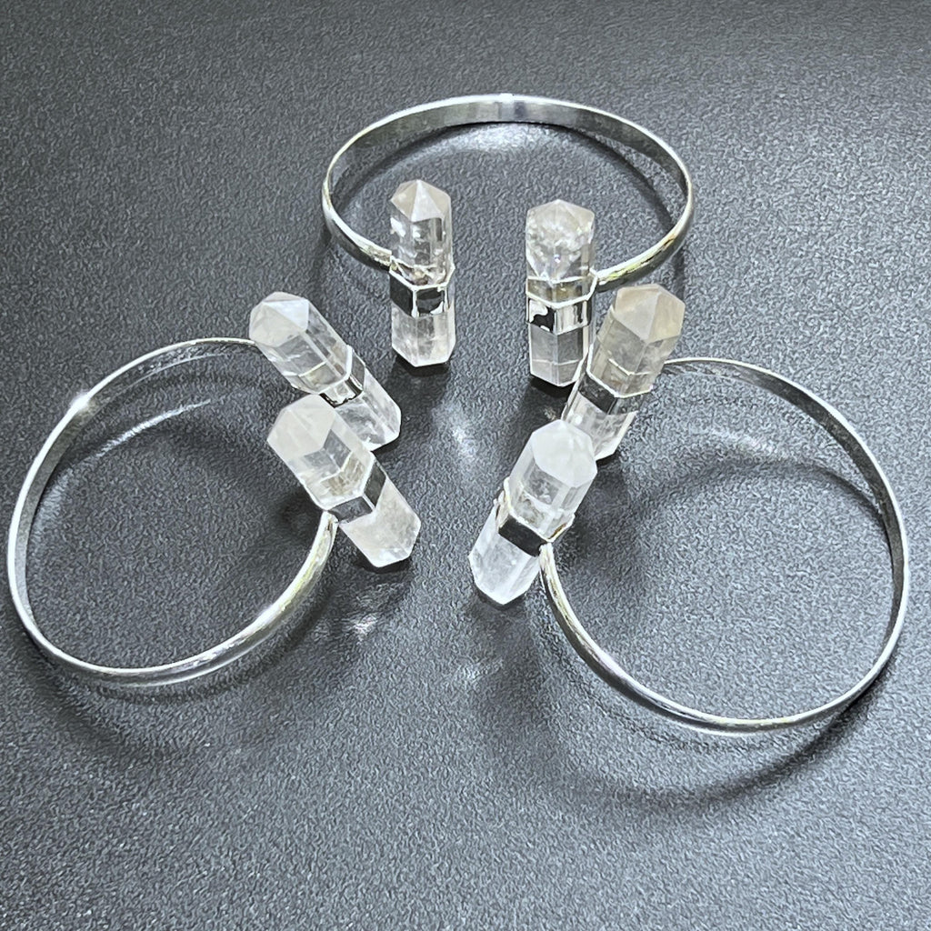 Quartz Crystal Point Adjustable Cuff Bangle Bracelet (Silver Plated) Amazing Crystals