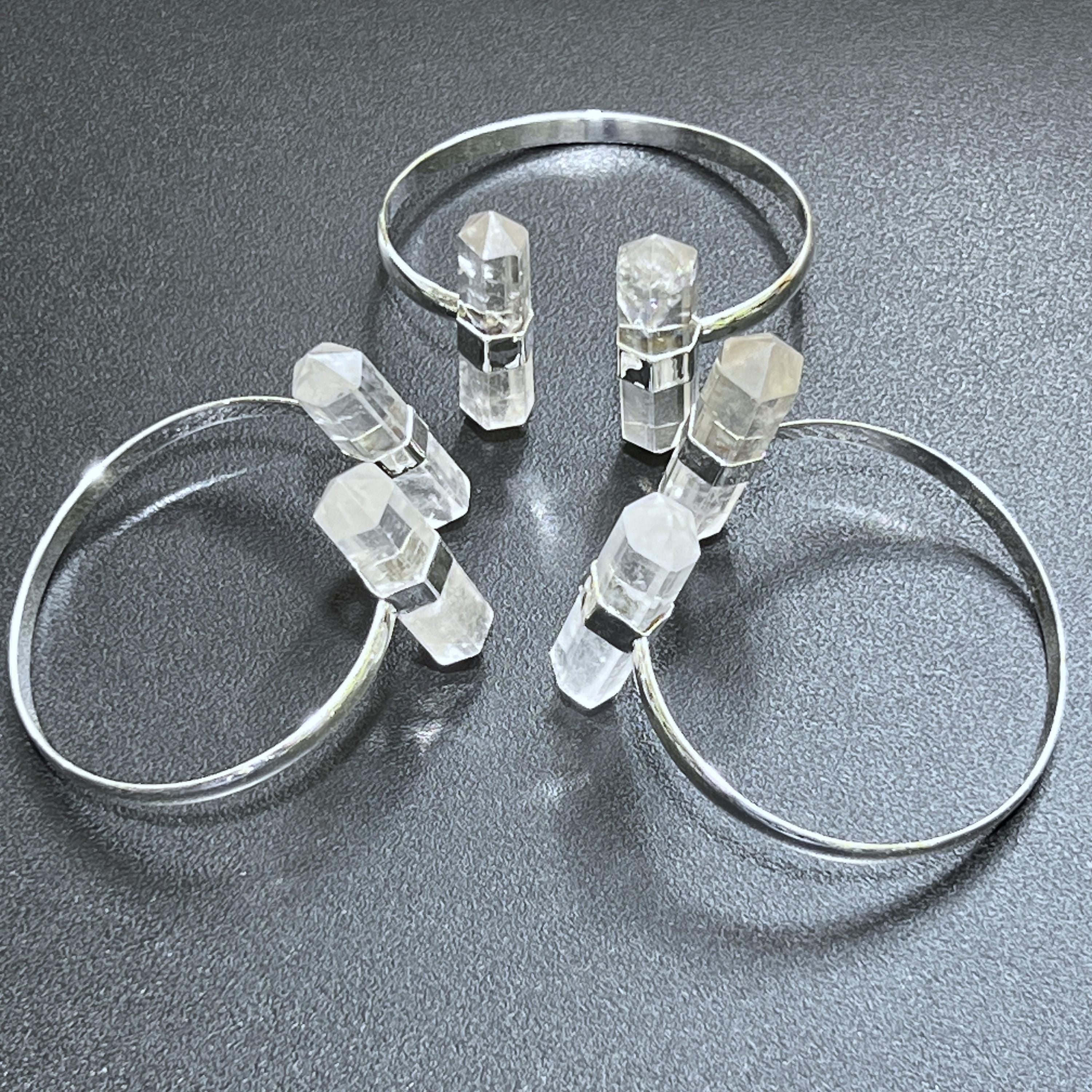 Quartz Crystal Point Adjustable Cuff Bangle Bracelet (Silver Plated) Amazing Crystals