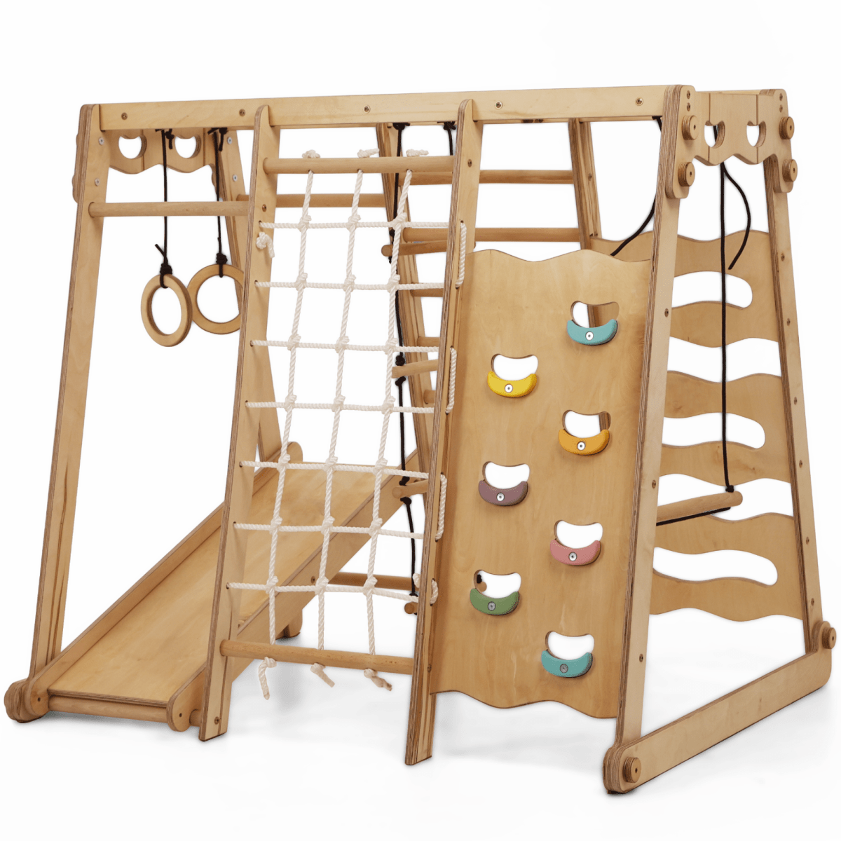 6in1 Indoor Jungle Gym for Toddler: Playground + Swings Set + Slide Board + Rope + Stairs Goodevas B2B