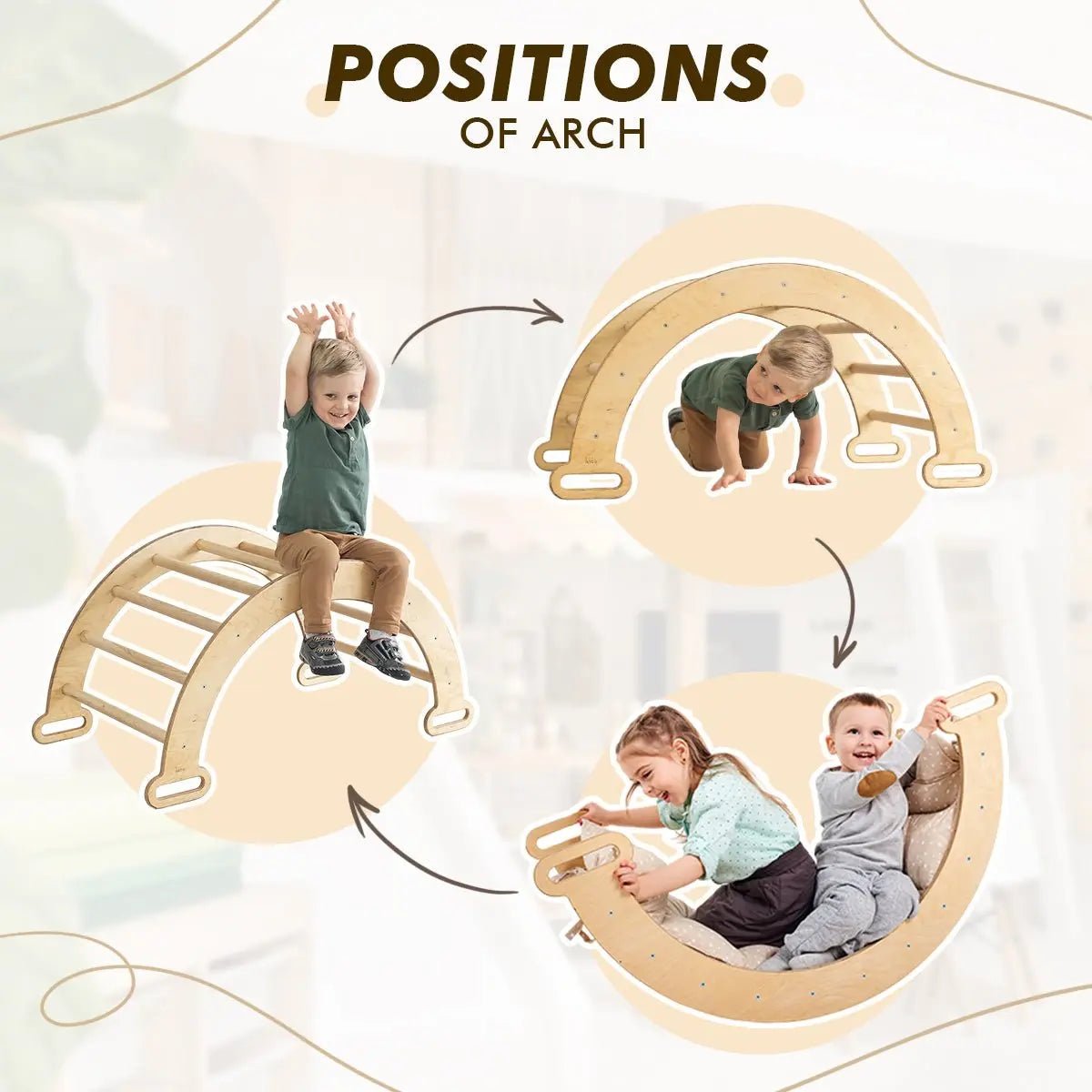 6in1 Montessori Climbing Set: Triangle Ladder + Arch/Rocker + Slide/Ramp + Net + Cushion + Art Addition Goodevas B2B