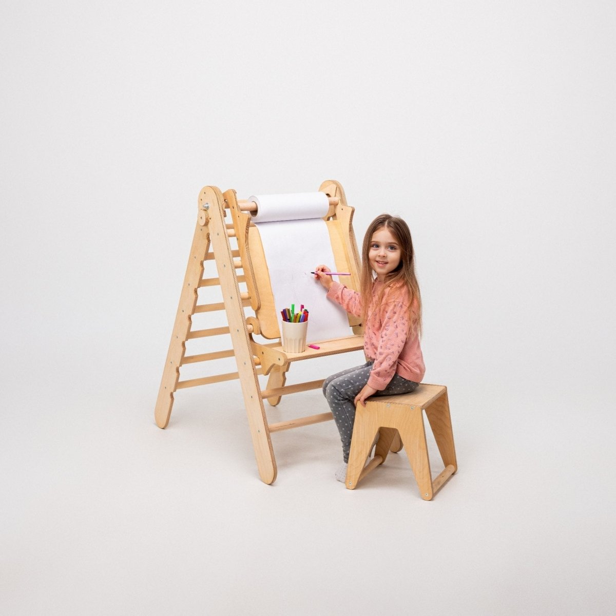 6in1 Montessori Climbing Set: Triangle Ladder + Arch/Rocker + Slide/Ramp + Net + Cushion + Art Addition Goodevas B2B