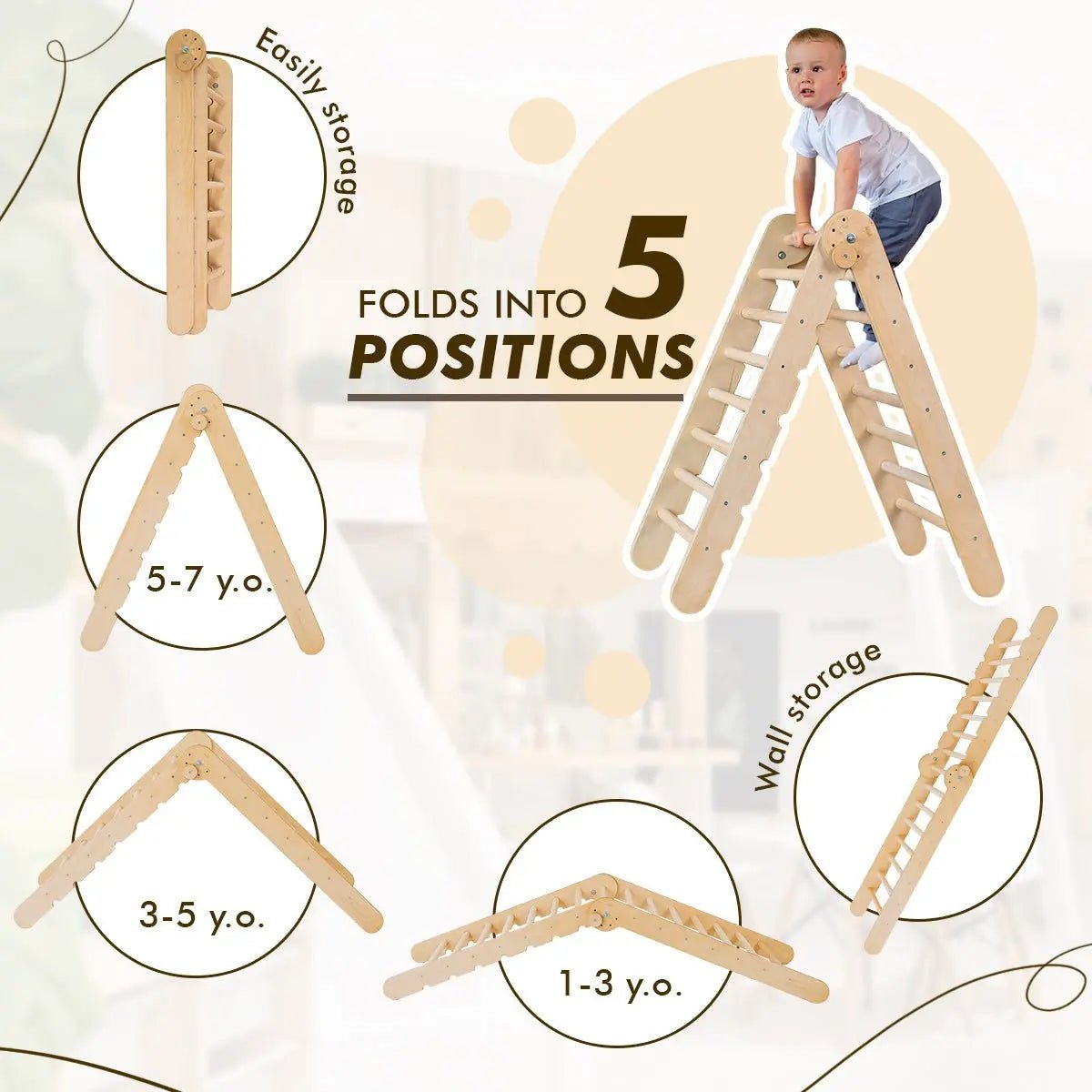 6in1 Montessori Climbing Set: Triangle Ladder + Arch/Rocker + Slide/Ramp + Net + Cushion + Art Addition Goodevas B2B