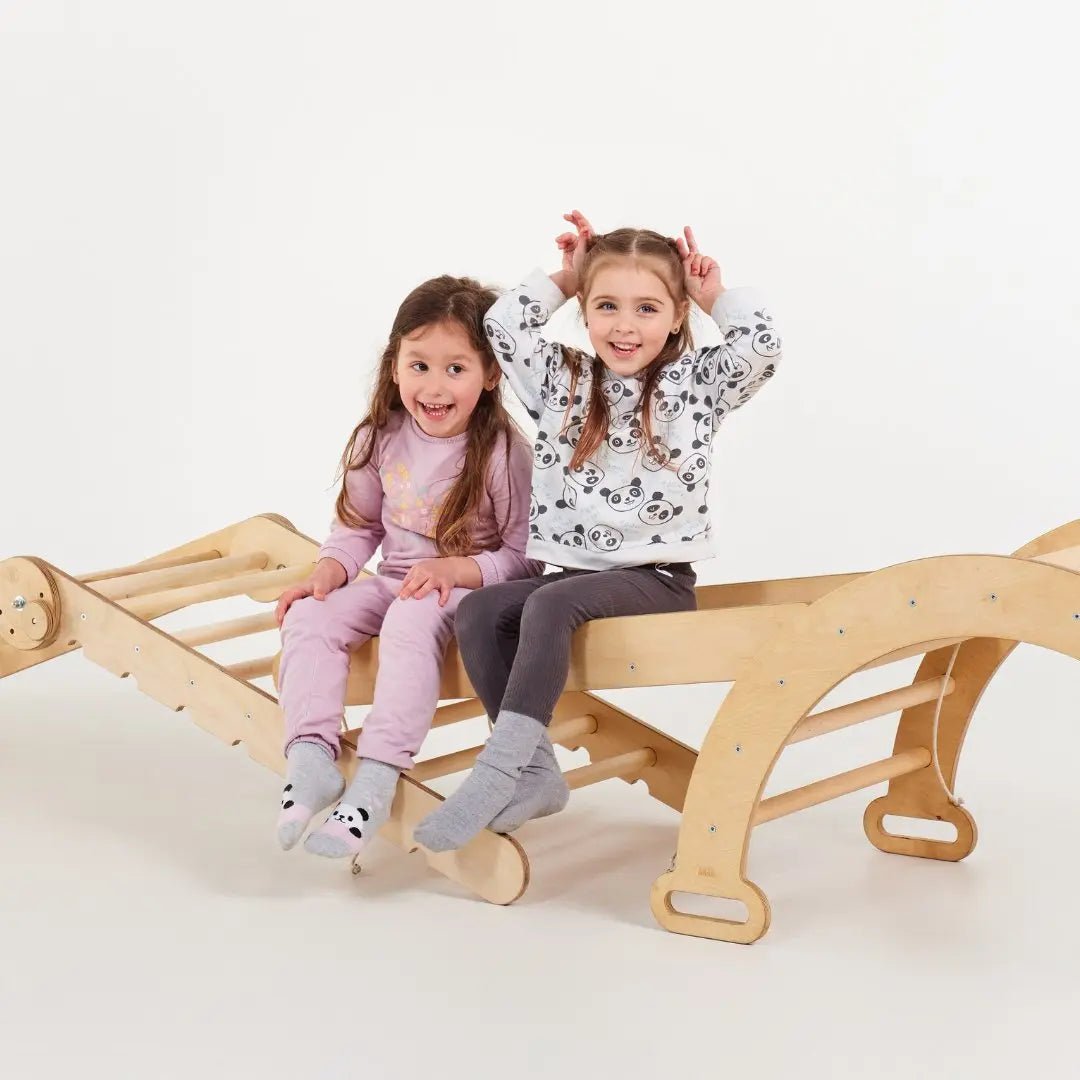 6in1 Montessori Climbing Set: Triangle Ladder + Arch/Rocker + Slide/Ramp + Net + Cushion + Art Addition Goodevas B2B