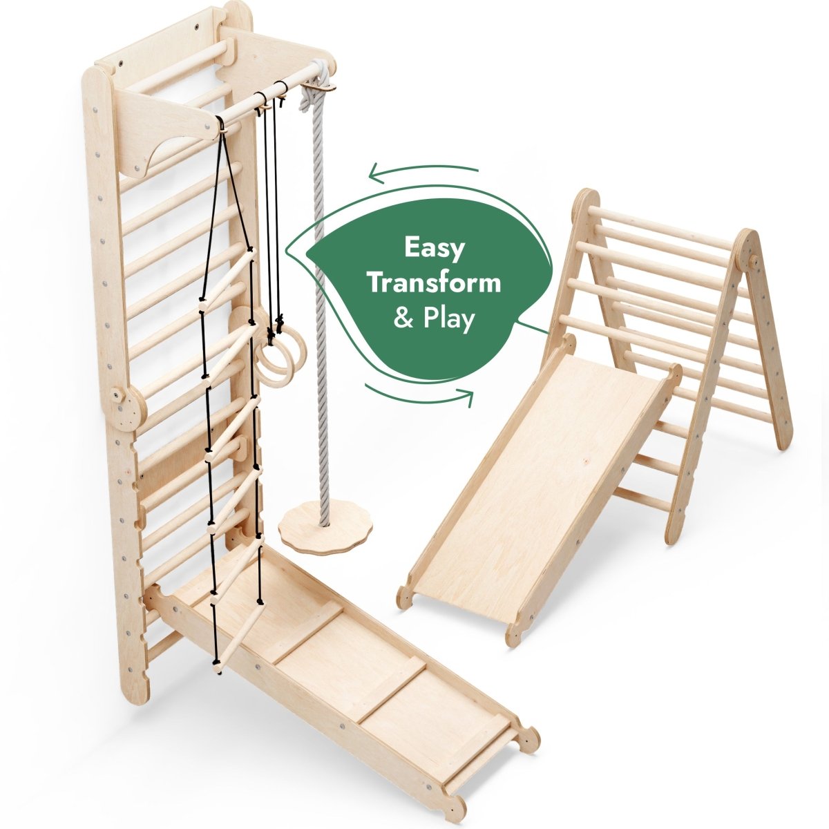 6in1 Wooden Swedish Wall / Climbing ladder for Children + Swing Set + Slide Board Goodevas B2B