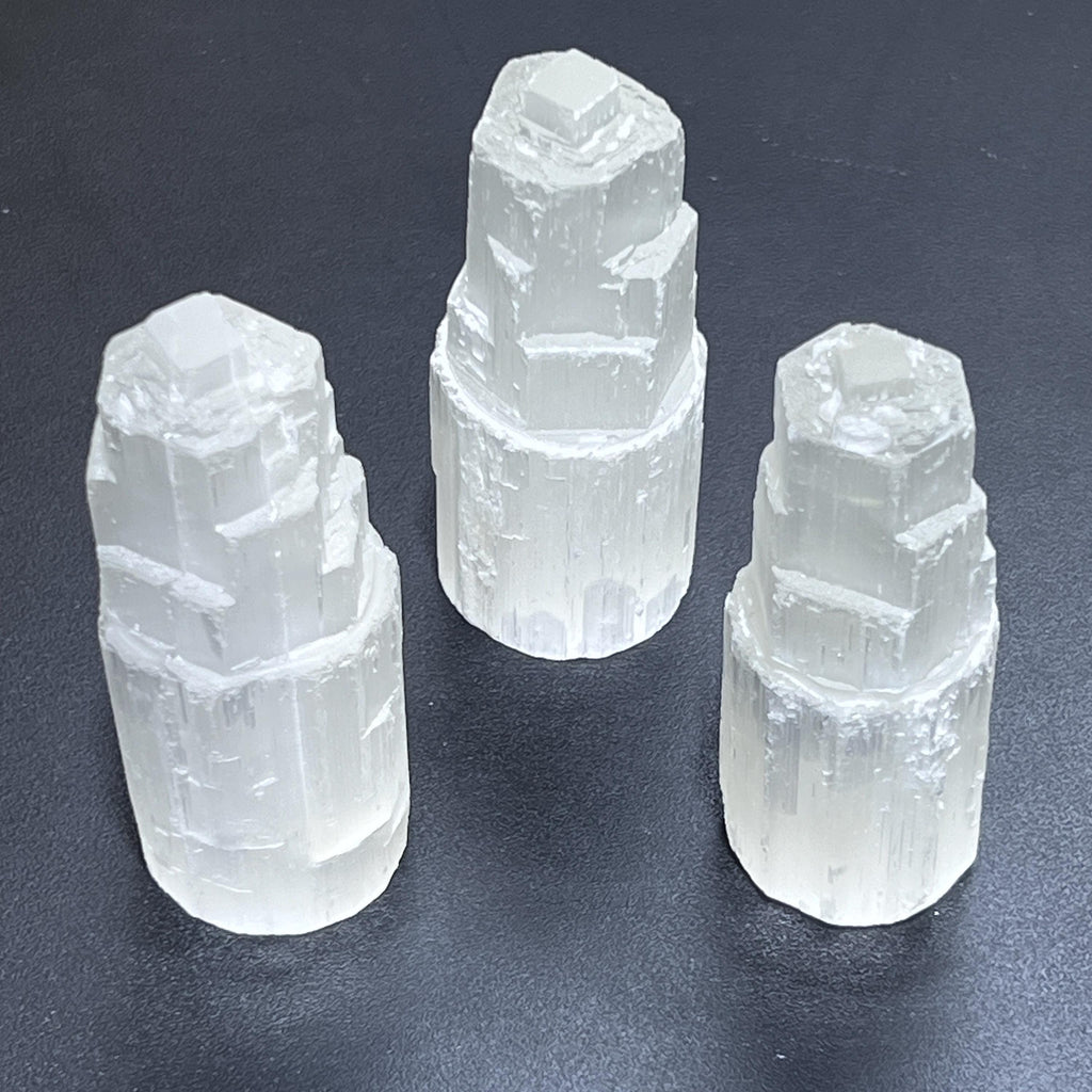 Selenite Satin Spar Crystal Standing Tower Carving (4 Inch) Amazing Crystals