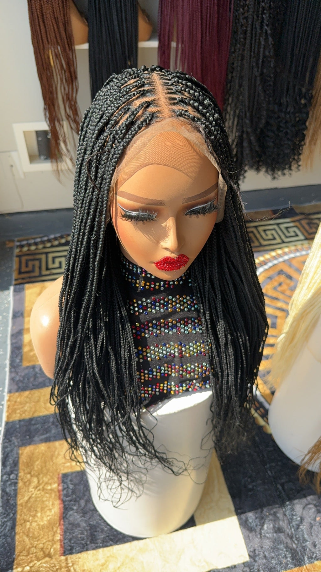 Frontal knotless braided wig  22 inches HOL stores